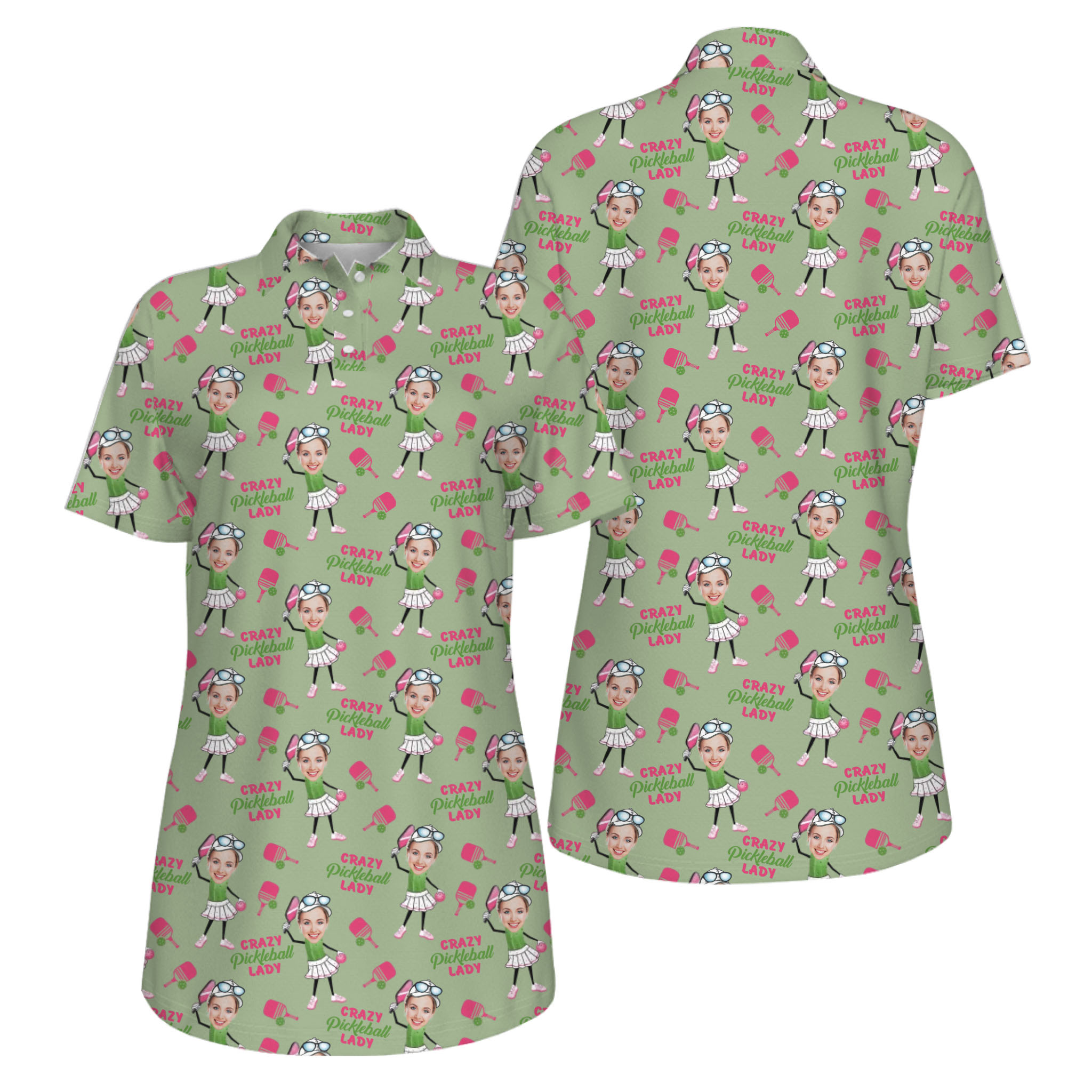  Picklewin Funny Custom Faces UV Protection Pickleball Mother Day Polo Shirt Women  3
