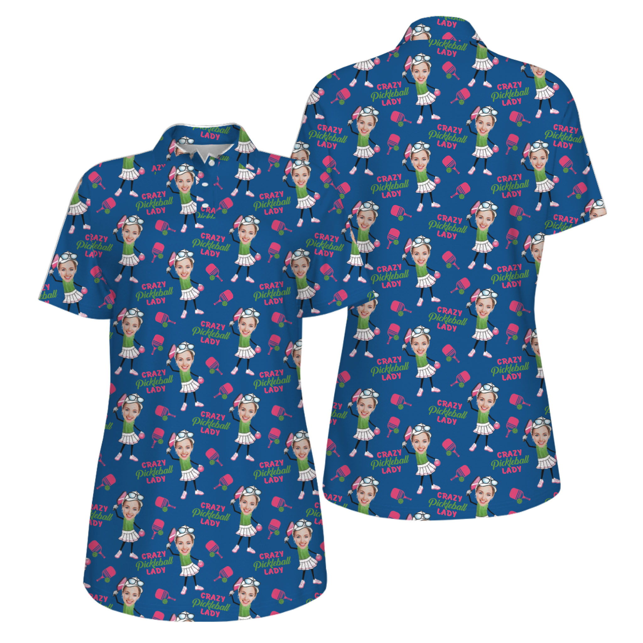  Picklewin Funny Custom Faces UV Protection Pickleball Mother Day Polo Shirt Women  4