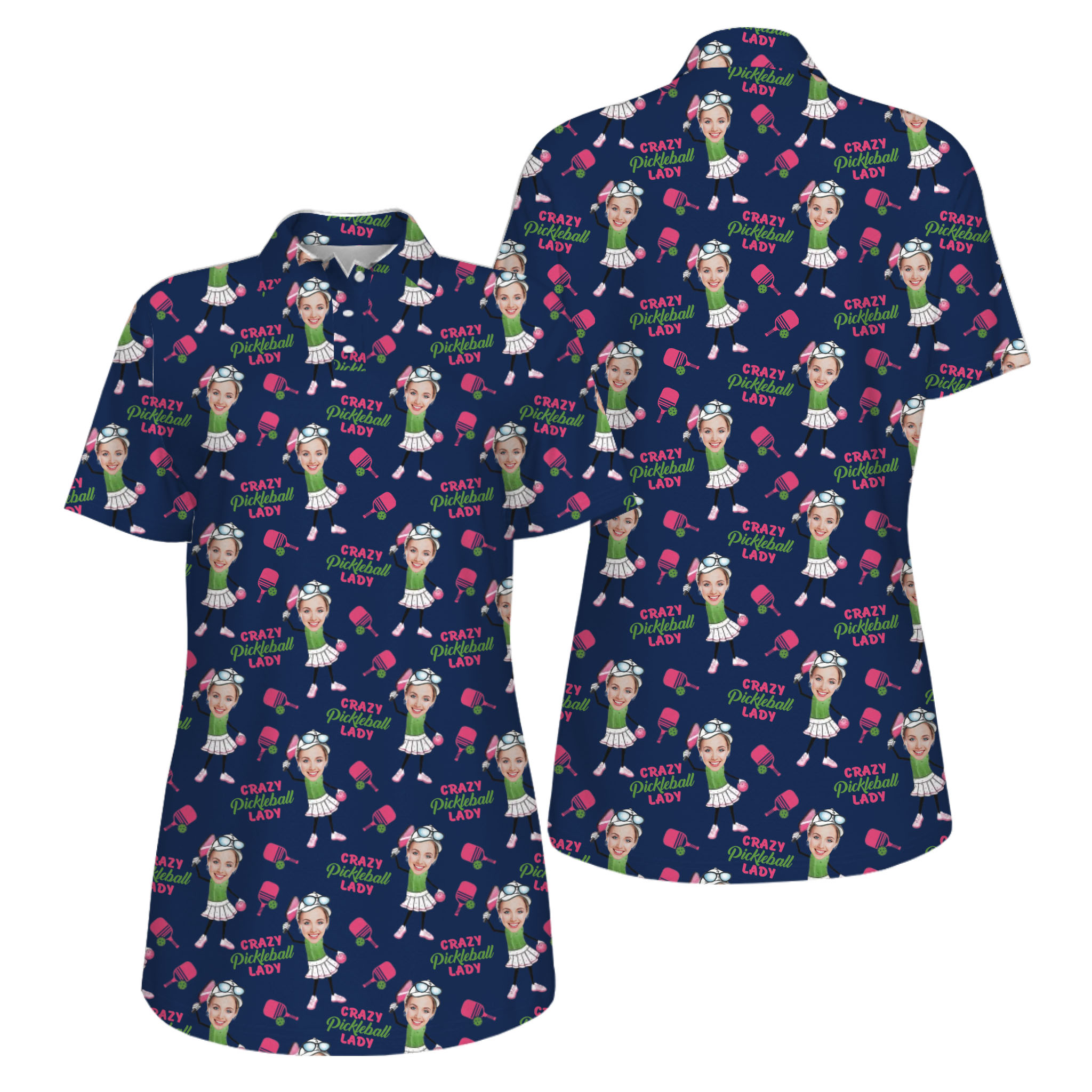  Picklewin Funny Custom Faces UV Protection Pickleball Mother Day Polo Shirt Women  9