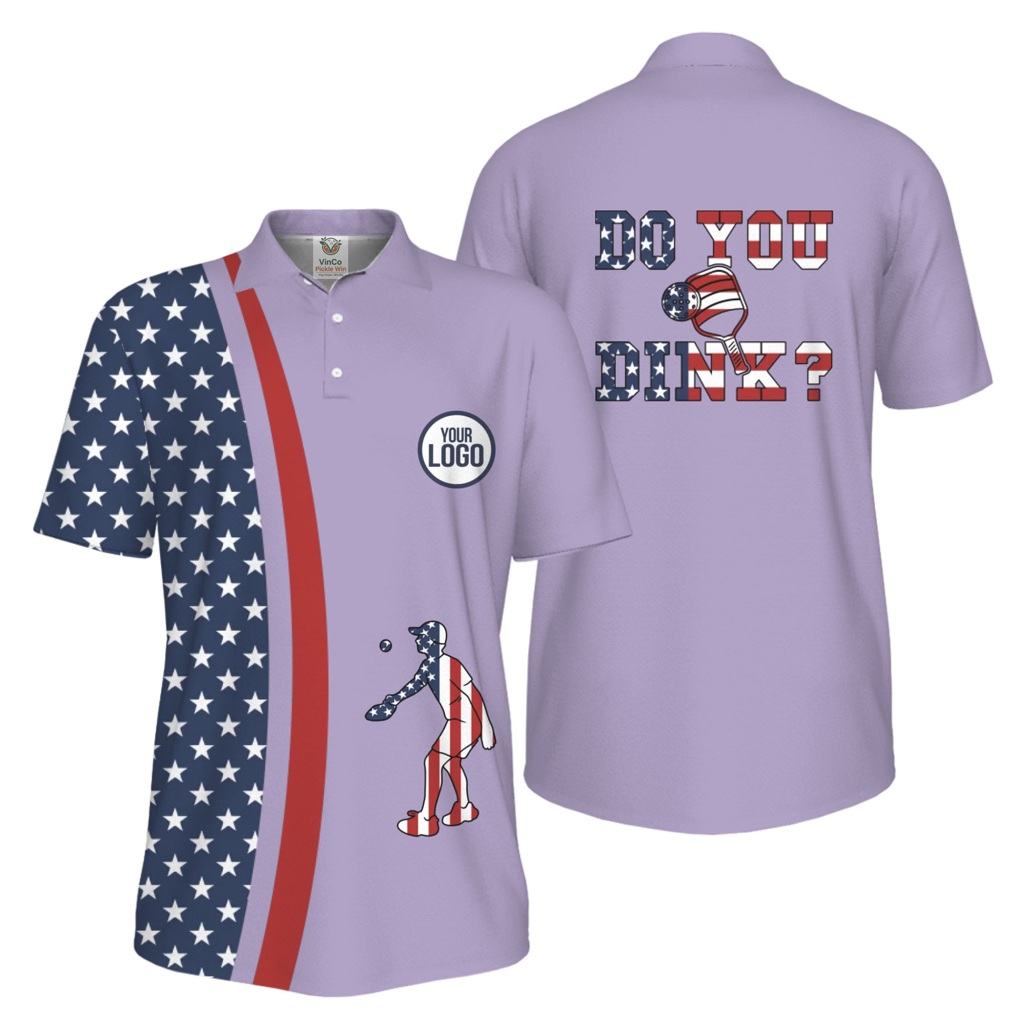  Picklewin Funny Dink Pickleball American Flag UV Protection Men Polo Shirt  14