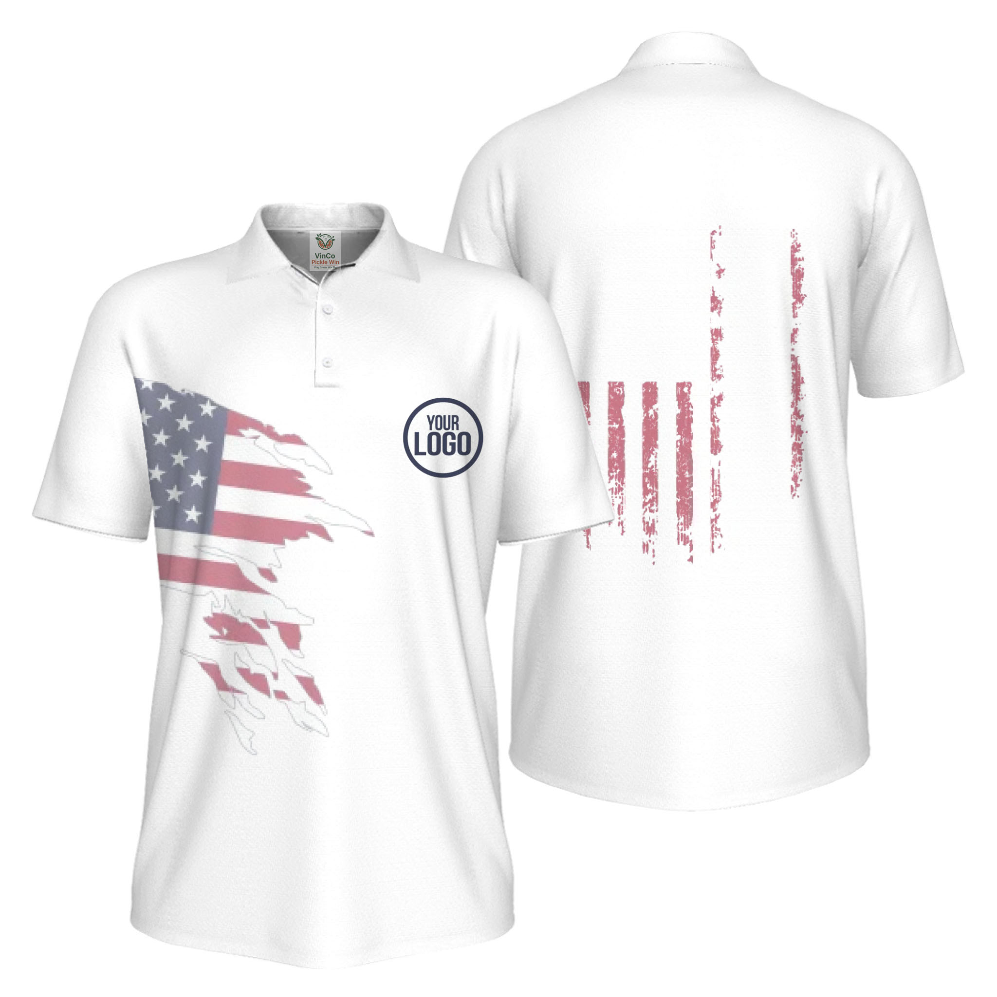 Picklewin 250 Years Of The USA Pickleball Logo Polo Shirt Men UV Protection   16