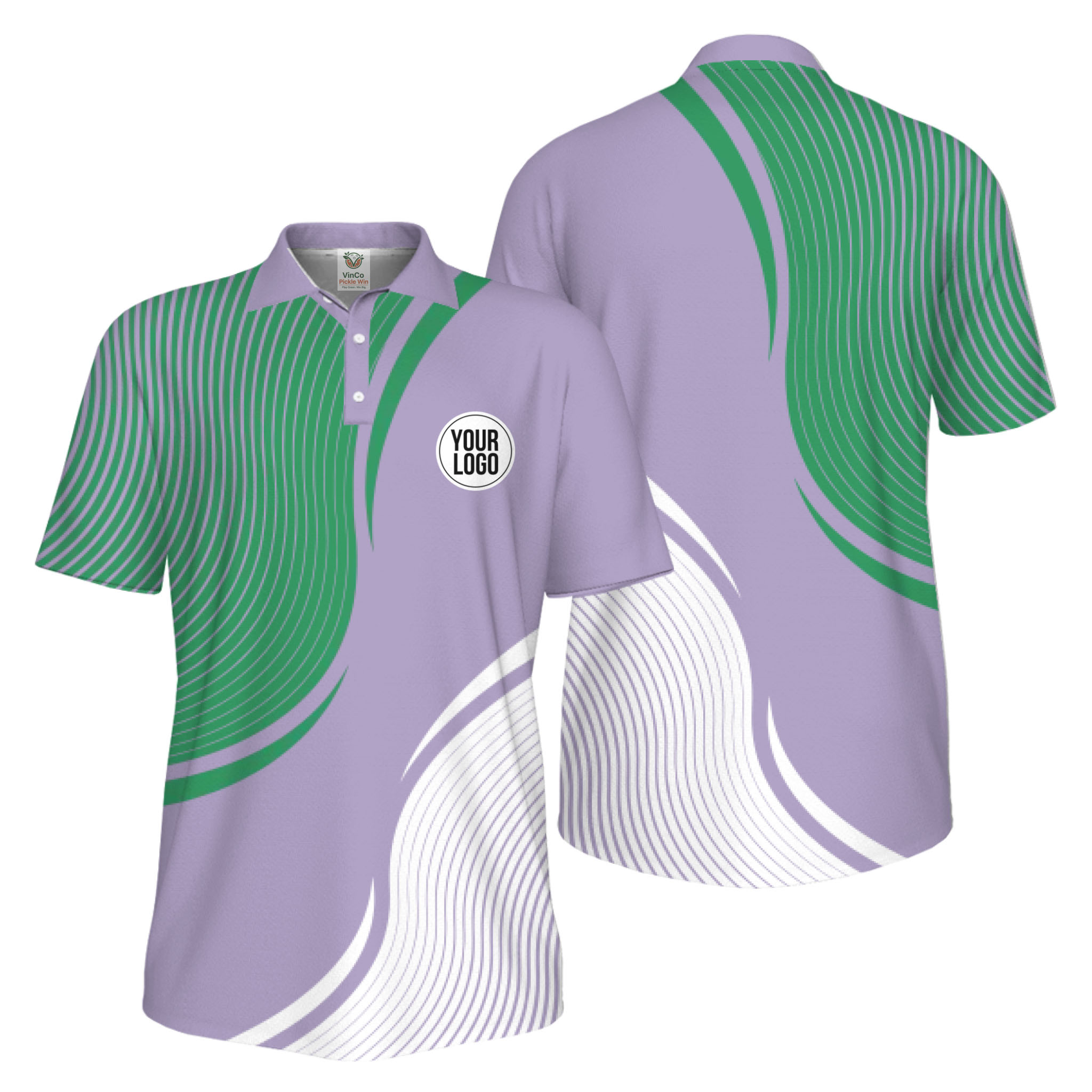 Picklewin Abstract Custom Logo Pickleball Polo Shirt For Men UV Protection 15