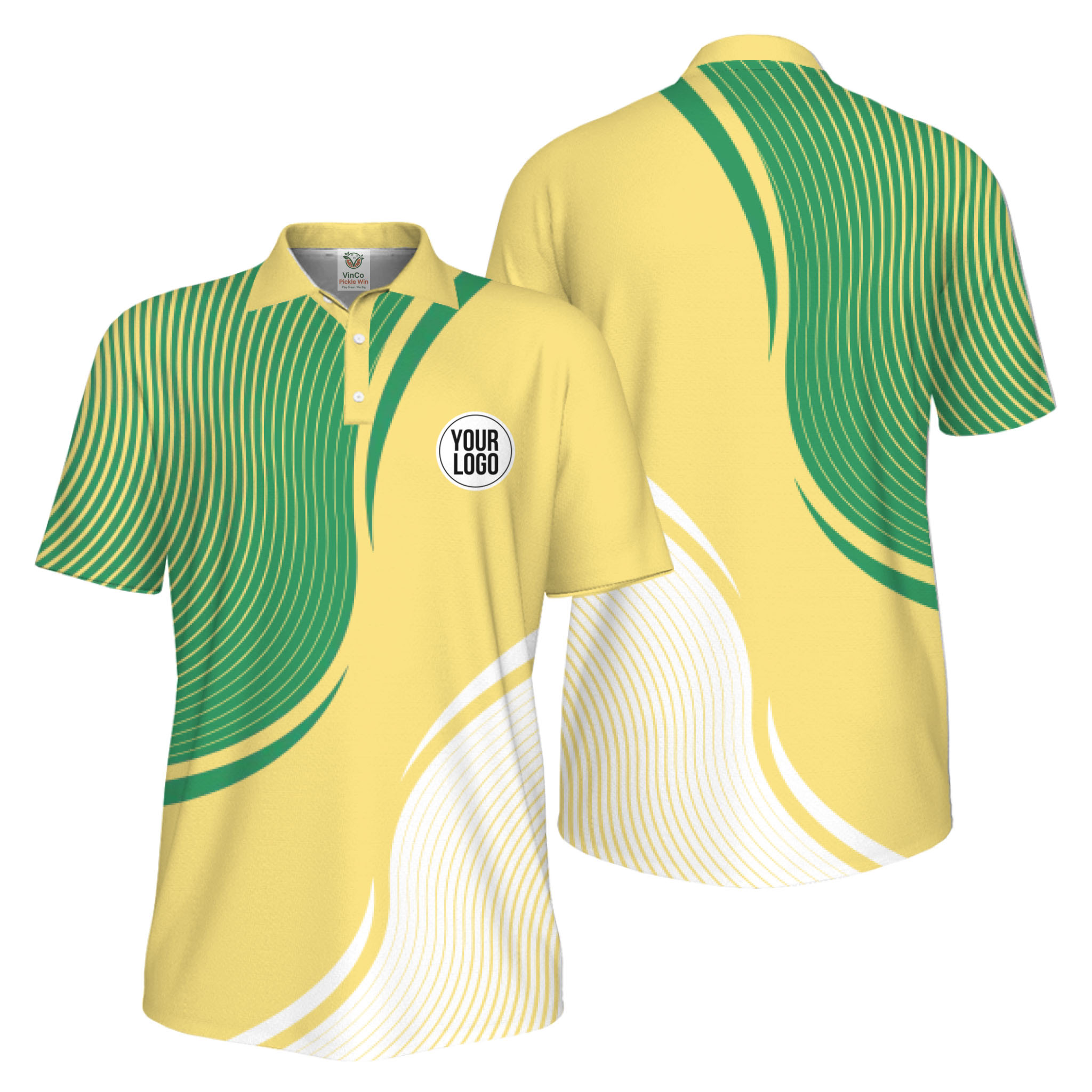 Picklewin Abstract Custom Logo Pickleball Polo Shirt For Men UV Protection 14