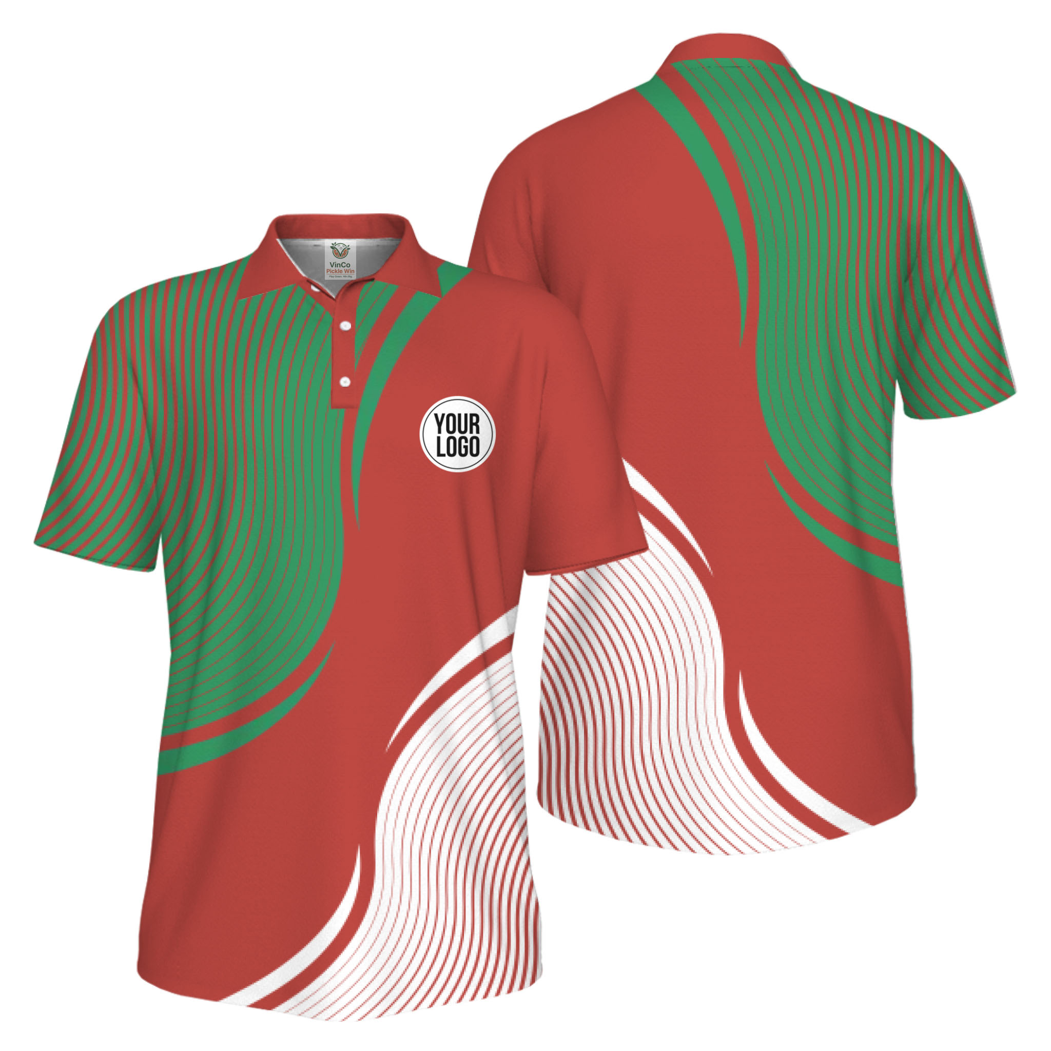 Picklewin Abstract Custom Logo Pickleball Polo Shirt For Men UV Protection 16