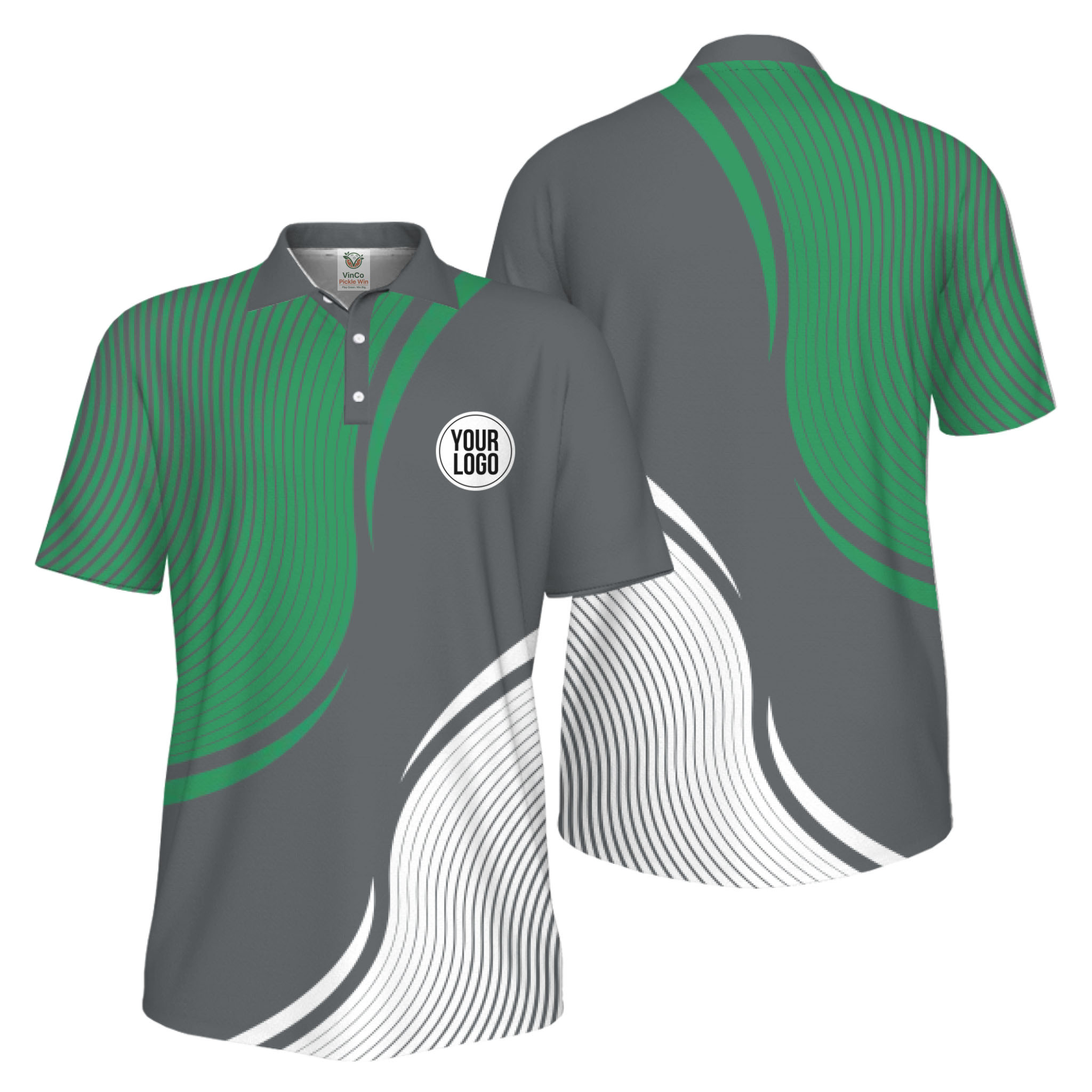 Picklewin Abstract Custom Logo Pickleball Polo Shirt For Men UV Protection 7