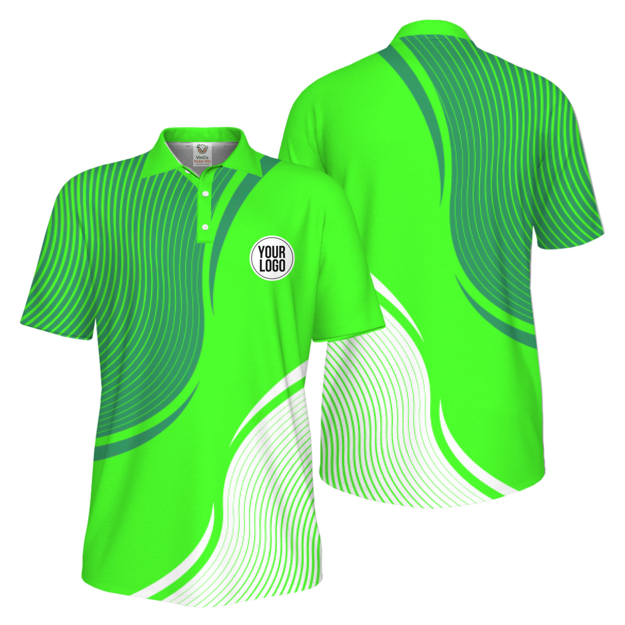 Picklewin Abstract Custom Logo Pickleball Polo Shirt For Men UV Protection 8
