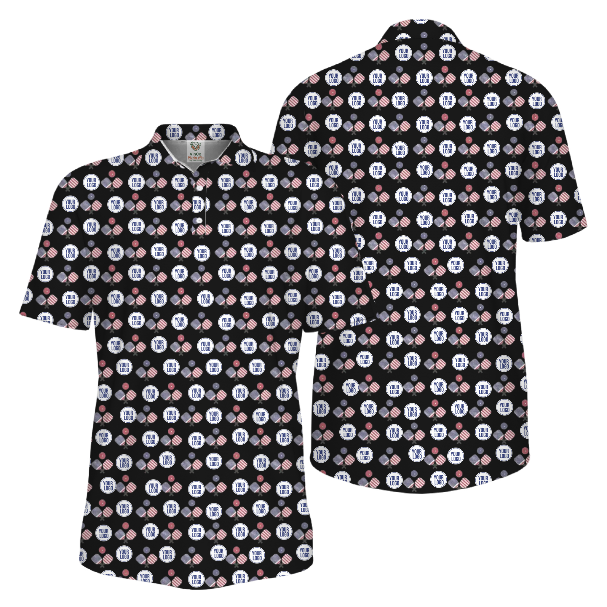 Picklewin All Over Printed Custom Logo Pickleball Polo Shirt For Men   14