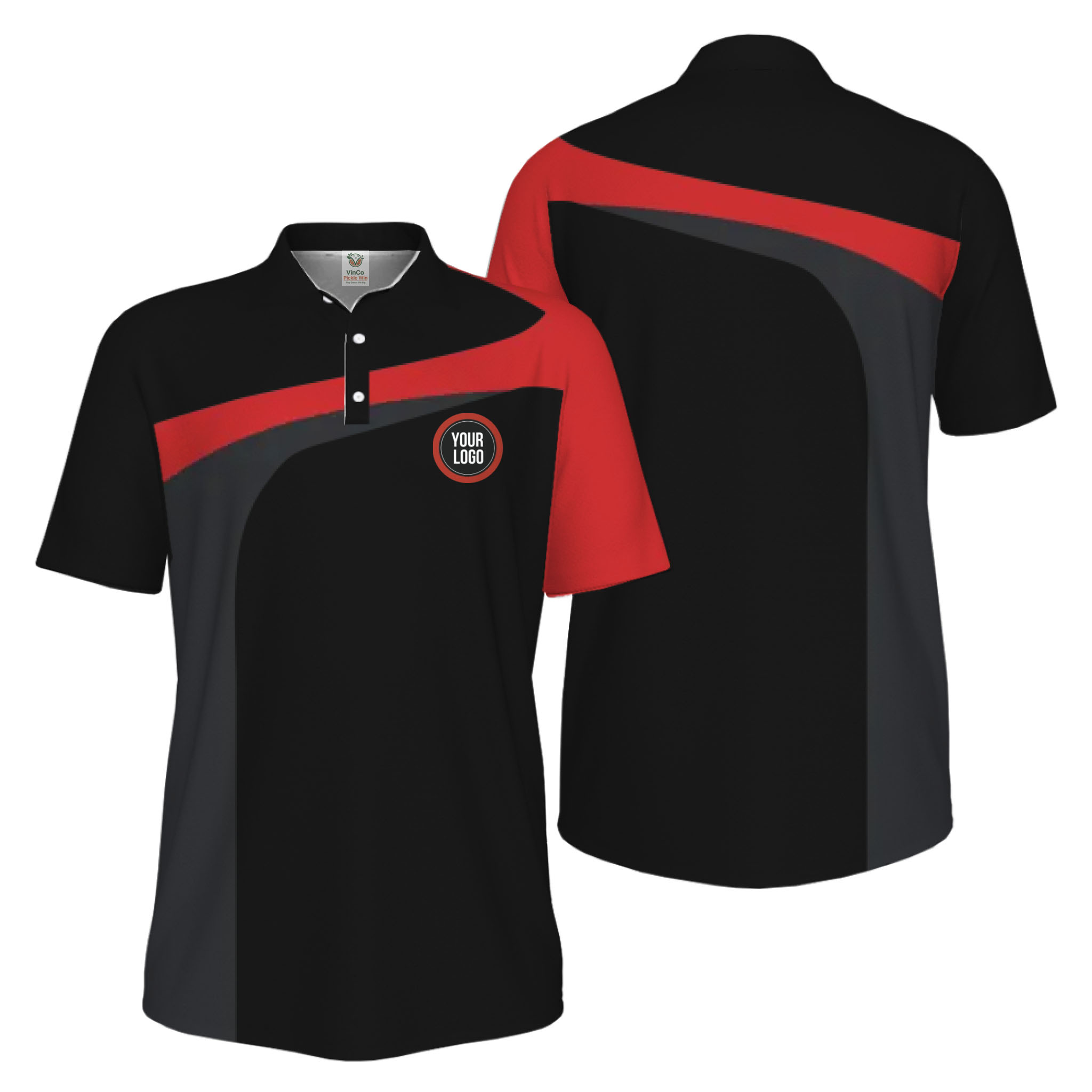 Picklewin Custom Breathable Performance UV Protection Pickleball Polo Shirt Men  15