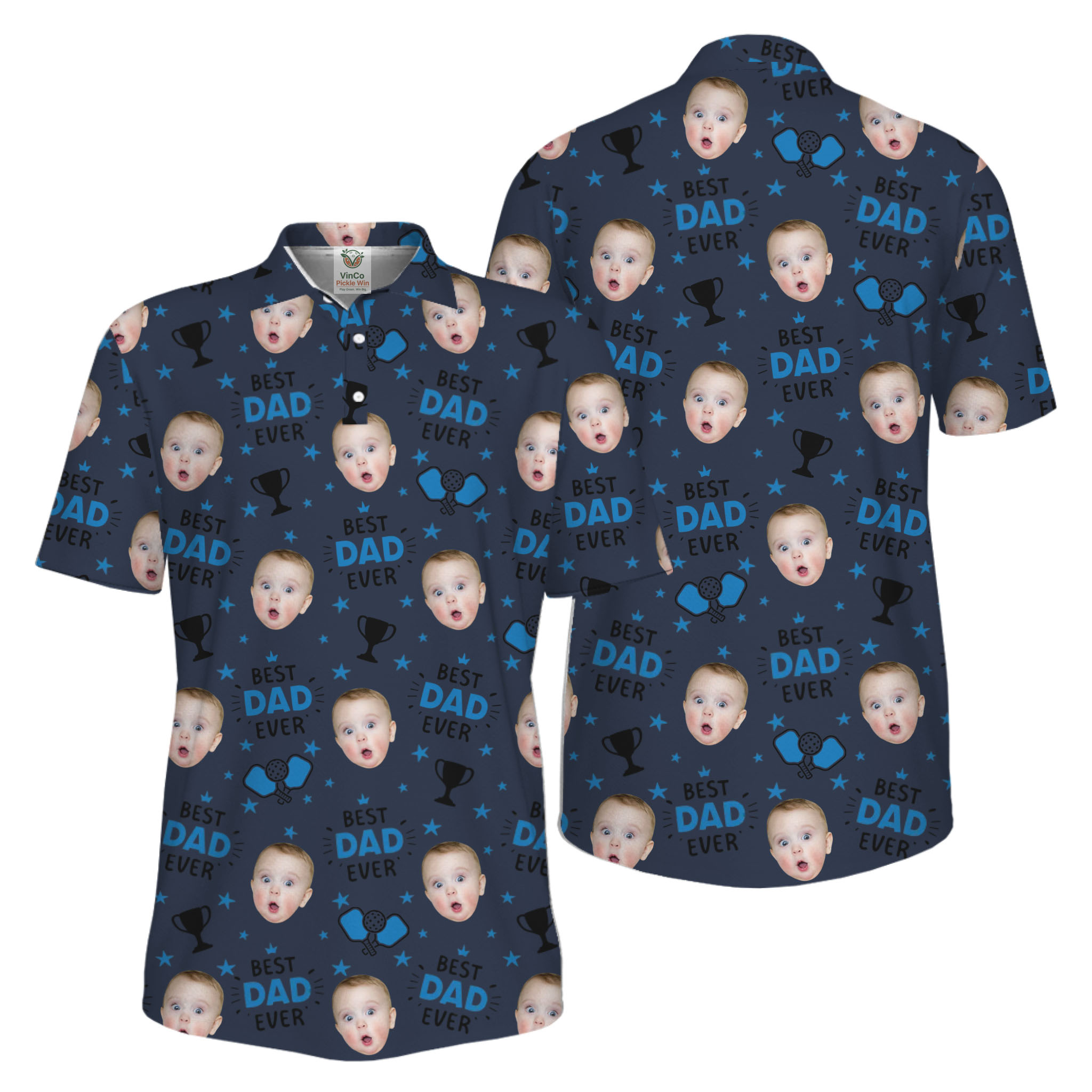 Picklewin Custom Face Best Dad Ever Father's Day Polo Shirt UV Protection  10