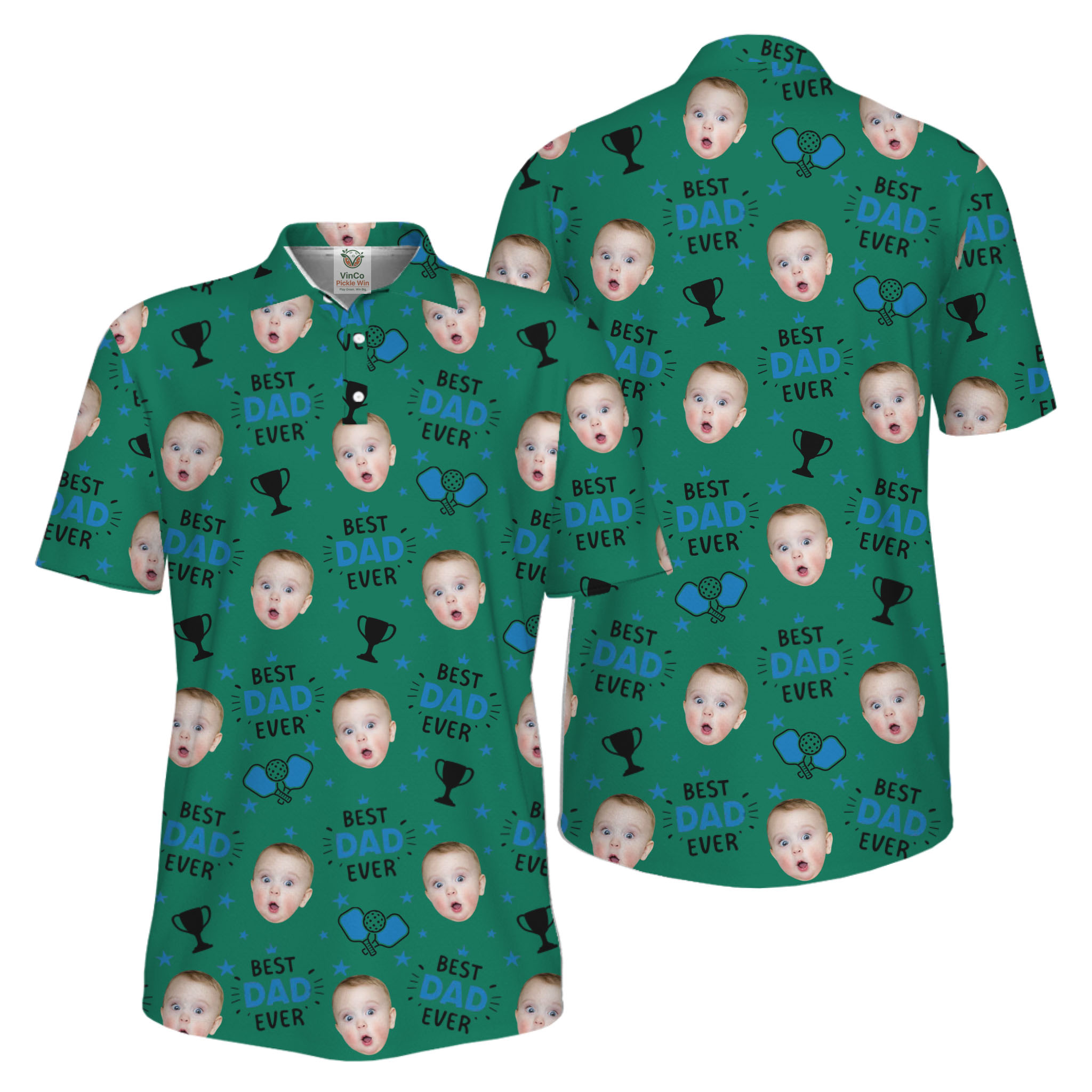 Picklewin Custom Face Best Dad Ever Father's Day Polo Shirt UV Protection  11