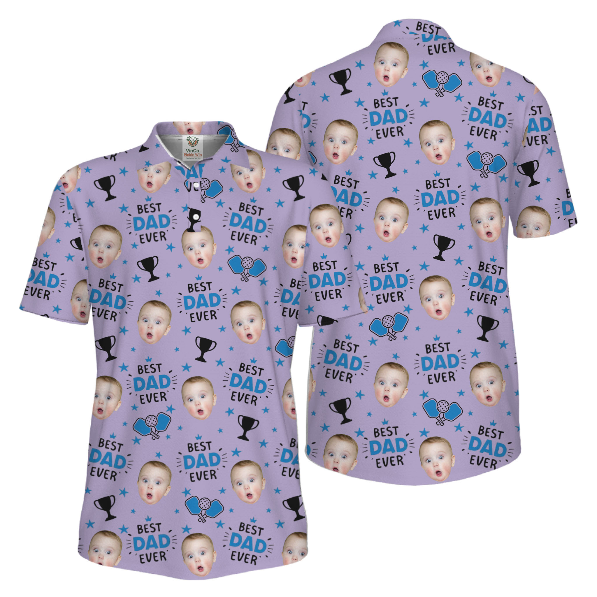 Picklewin Custom Face Best Dad Ever Father's Day Polo Shirt UV Protection  12