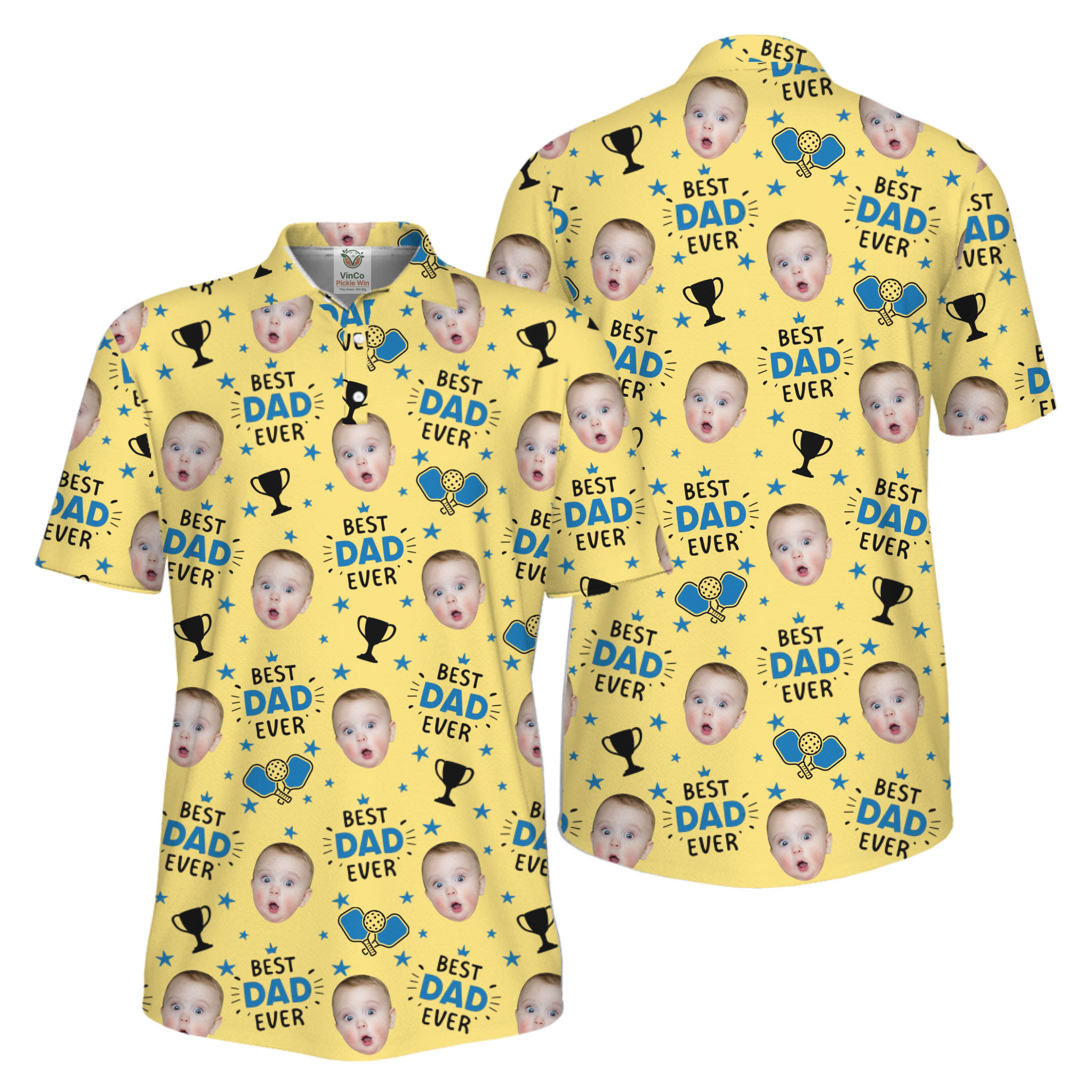 Picklewin Custom Face Best Dad Ever Father's Day Polo Shirt UV Protection  13