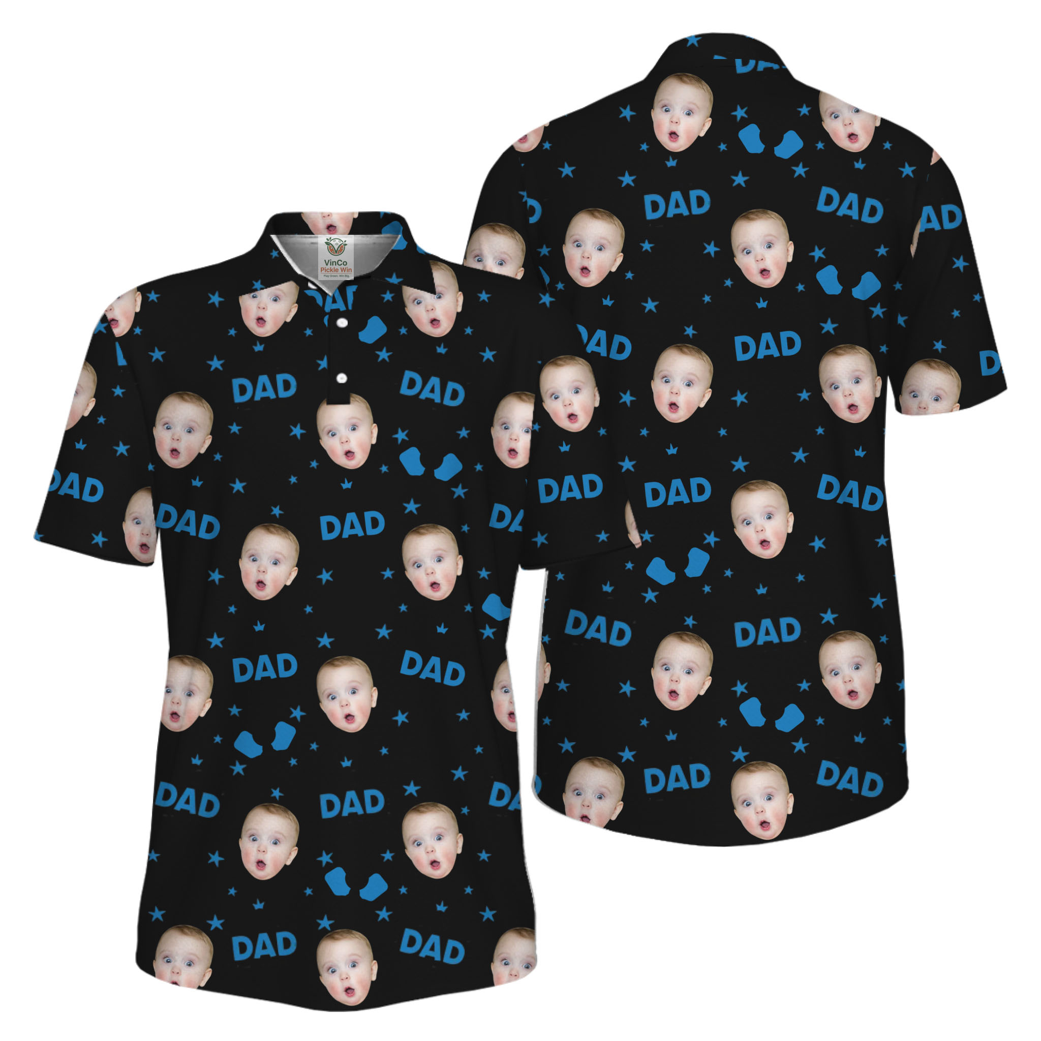 Picklewin Custom Face Best Dad Ever Father's Day Polo Shirt UV Protection  15