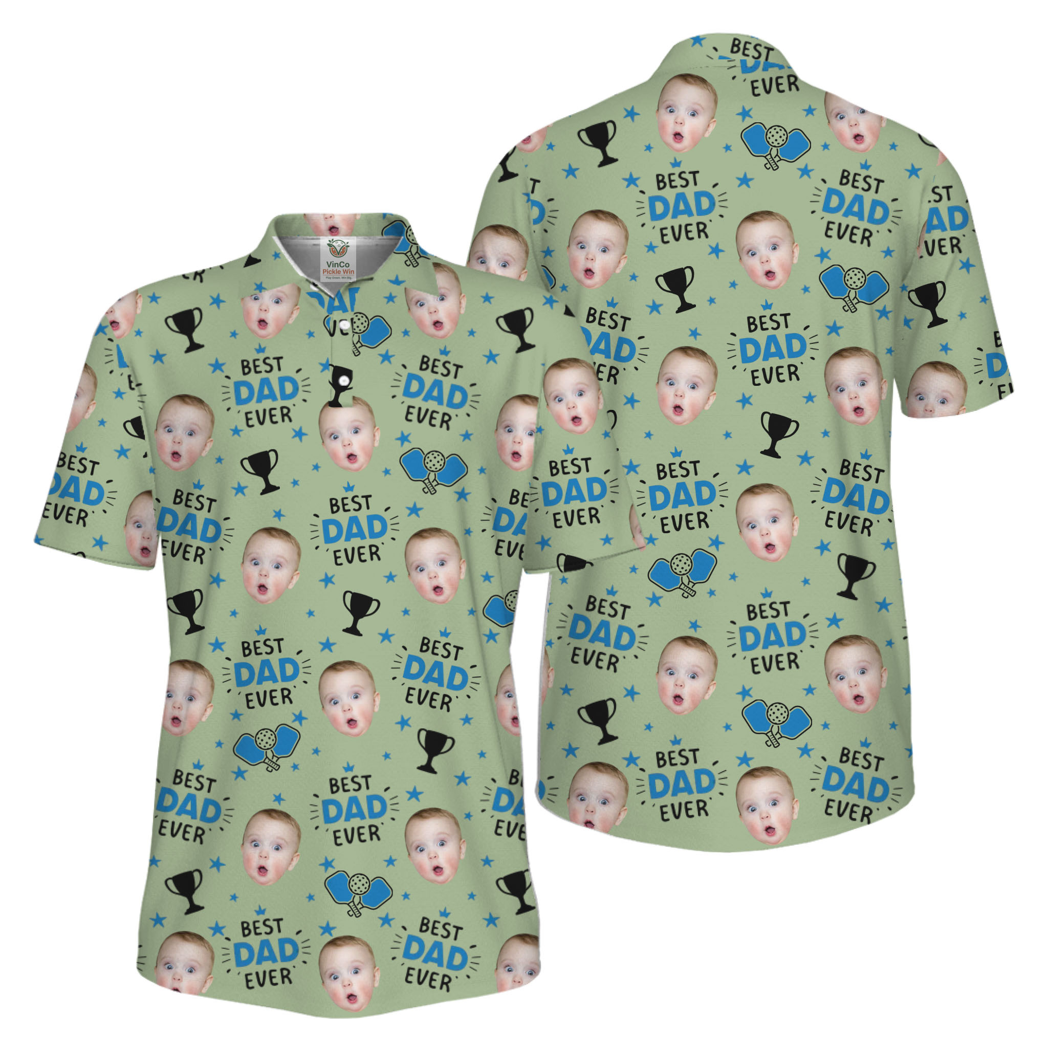 Picklewin Custom Face Best Dad Ever Father's Day Polo Shirt UV Protection  3