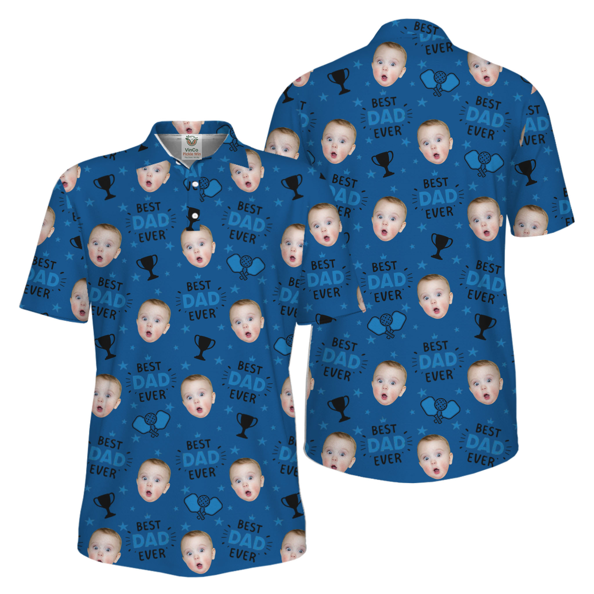 Picklewin Custom Face Best Dad Ever Father's Day Polo Shirt UV Protection  4