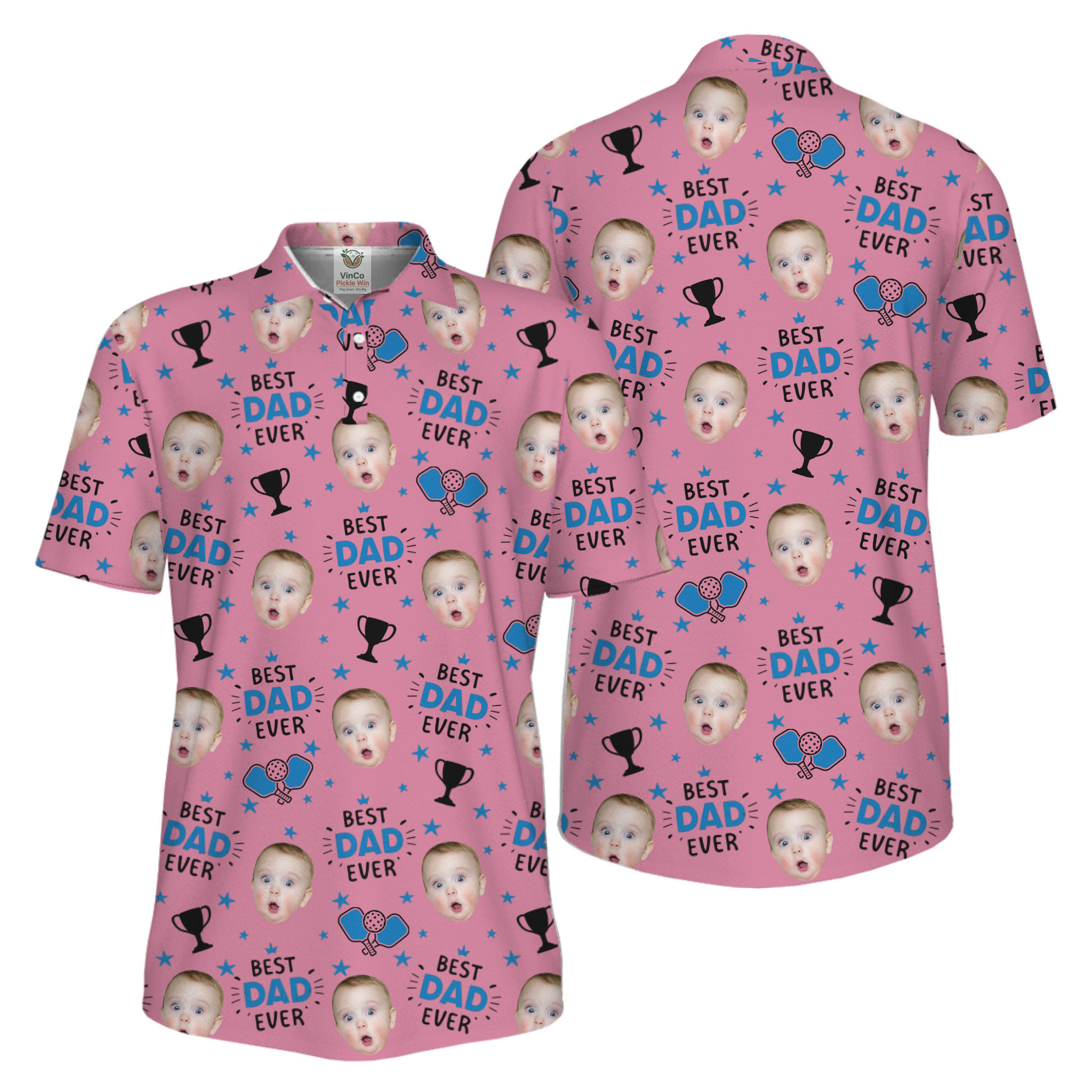 Picklewin Custom Face Best Dad Ever Father's Day Polo Shirt UV Protection  6