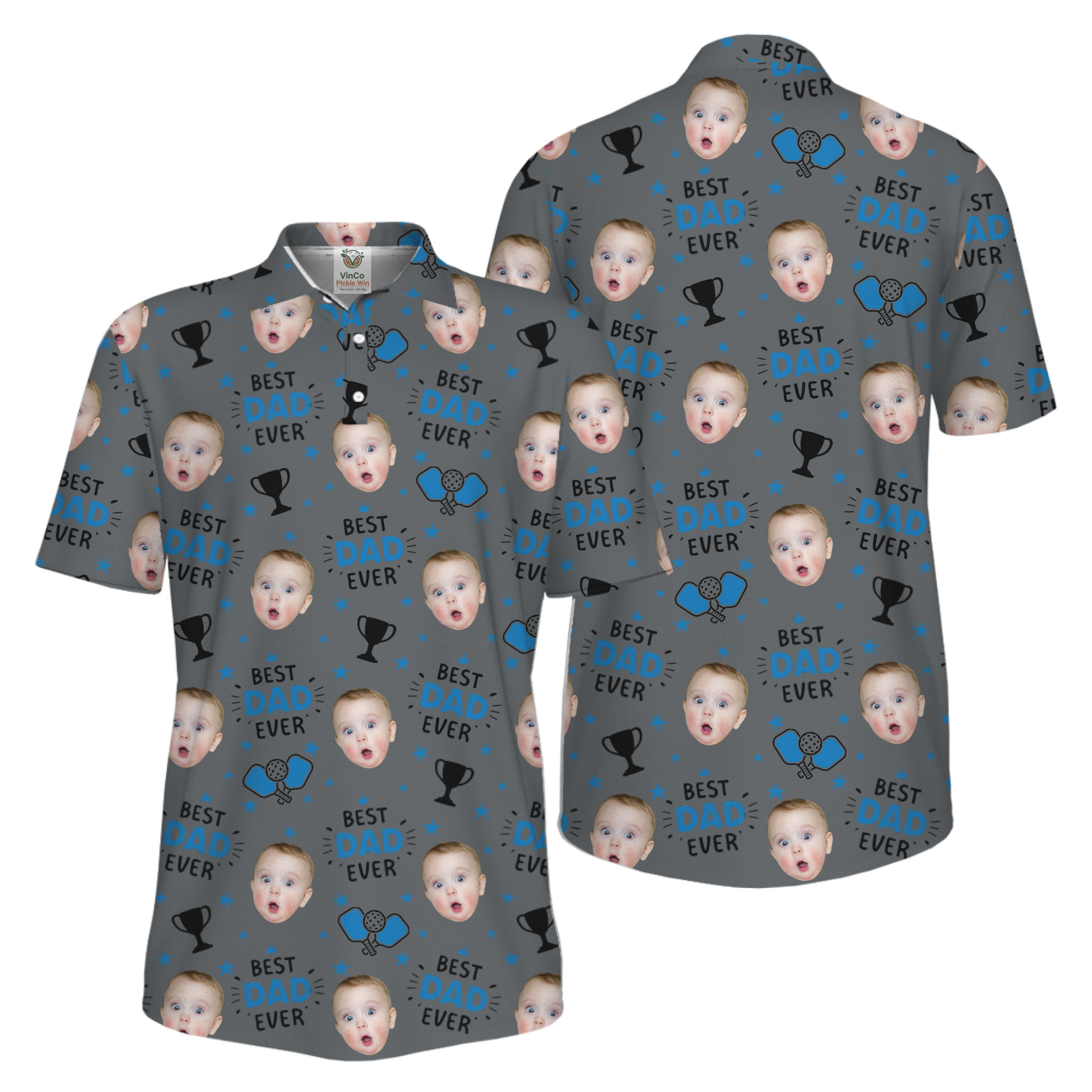 Picklewin Custom Face Best Dad Ever Father's Day Polo Shirt UV Protection  7