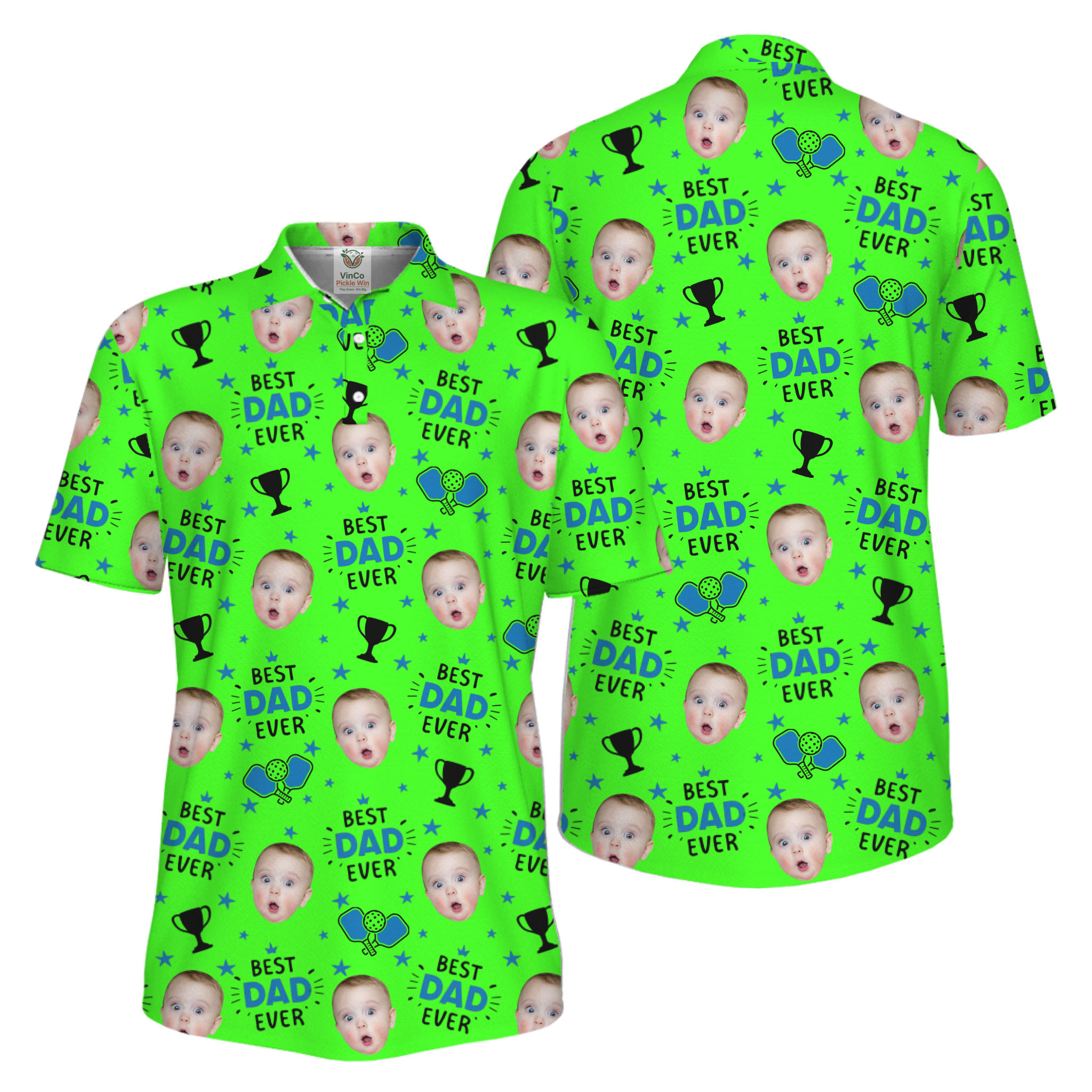 Picklewin Custom Face Best Dad Ever Father's Day Polo Shirt UV Protection  8