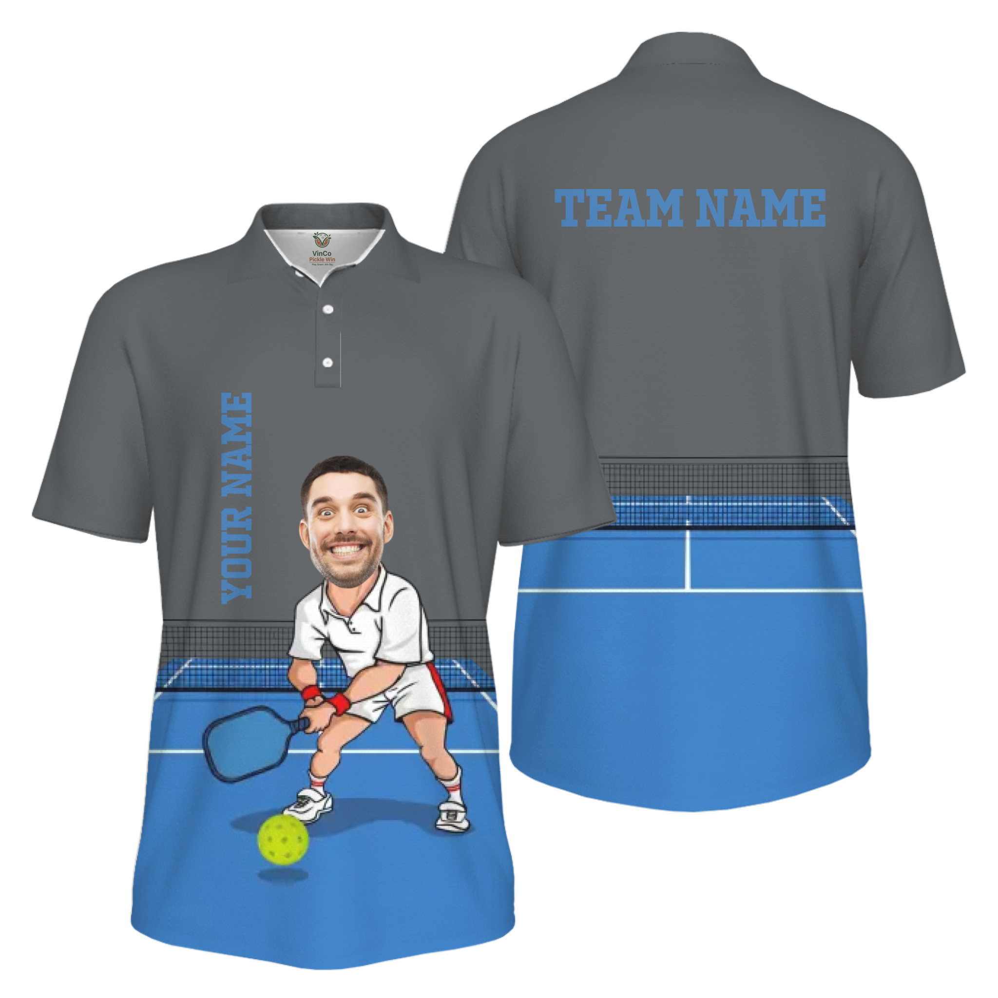 Picklewin Custom Face For Father UV Protection Pickleball Polo Shirt Men 3