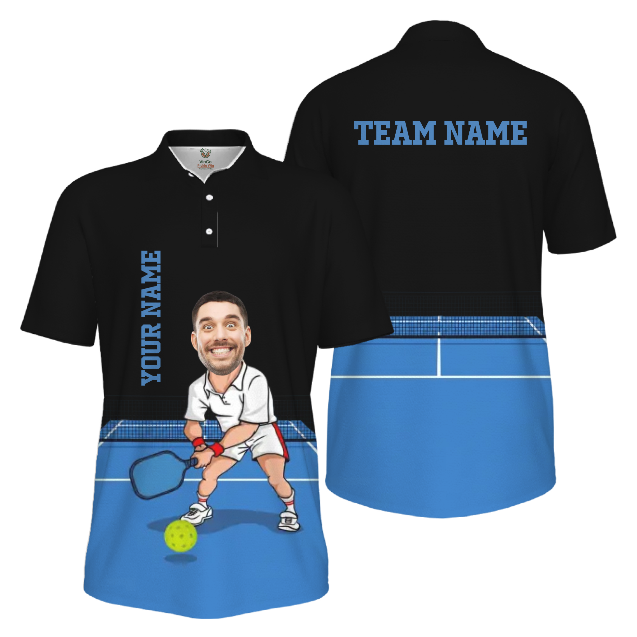 Picklewin Custom Face For Father UV Protection Pickleball Polo Shirt Men 5