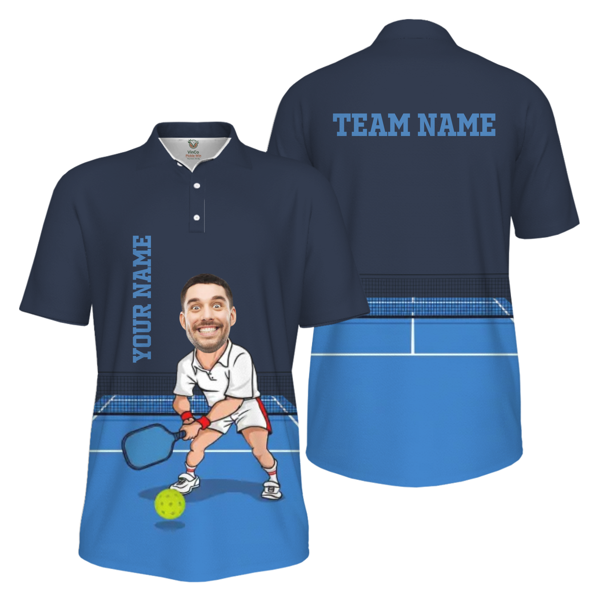 Picklewin Custom Face For Father UV Protection Pickleball Polo Shirt Men 11