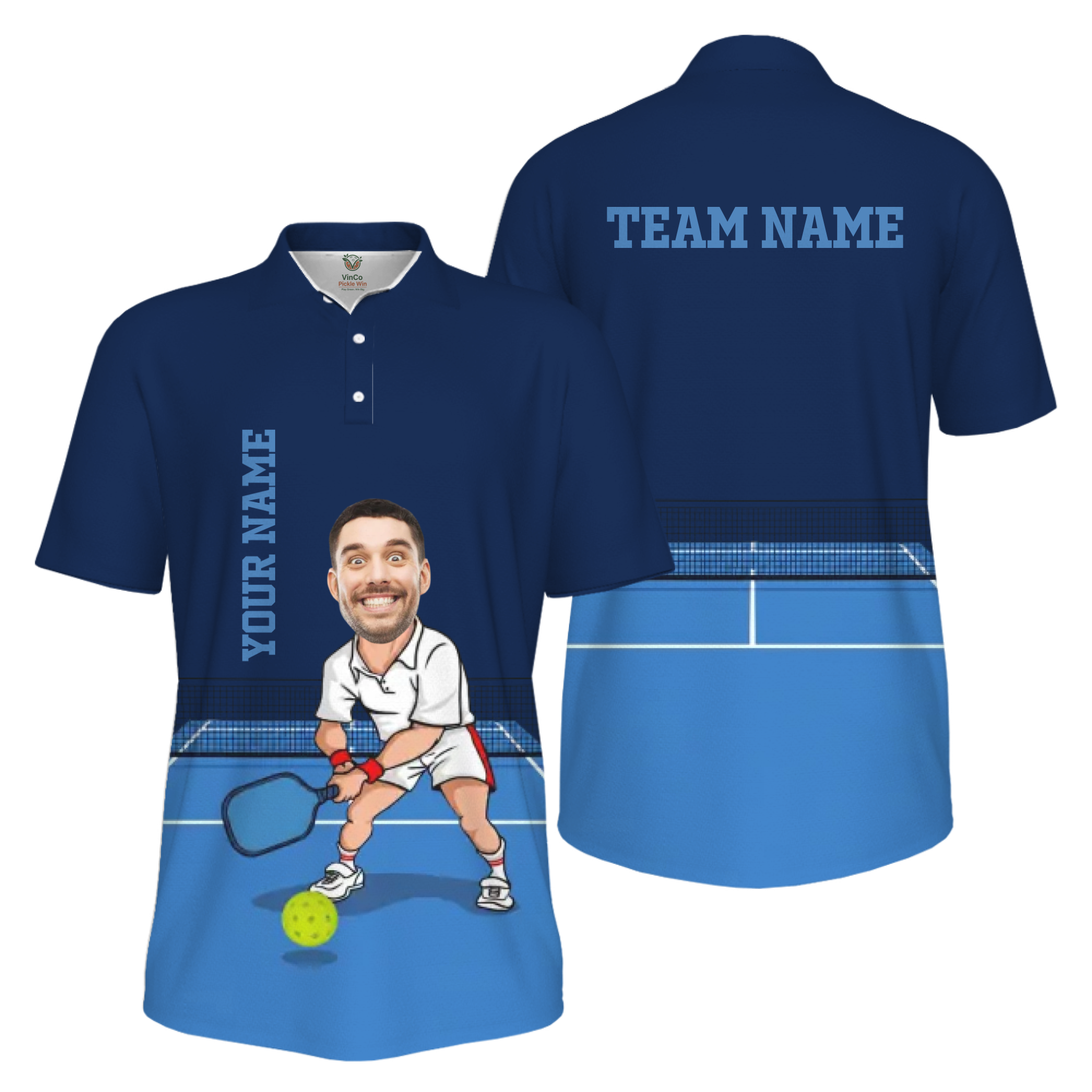 Picklewin Custom Face For Father UV Protection Pickleball Polo Shirt Men 12