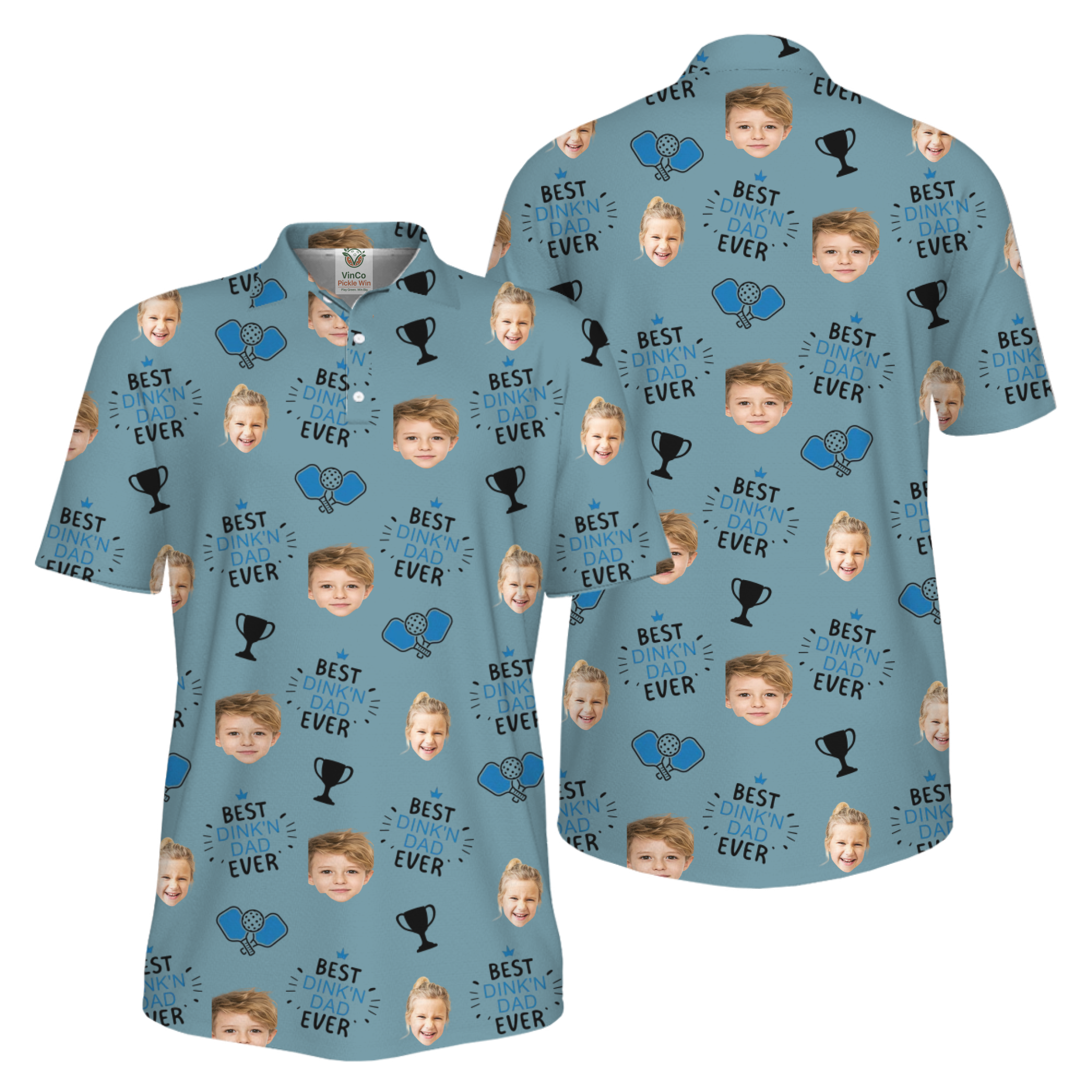 Picklewin Custom Faces Best Dink Dad Pickleball UV Protection Polo Shirt  3