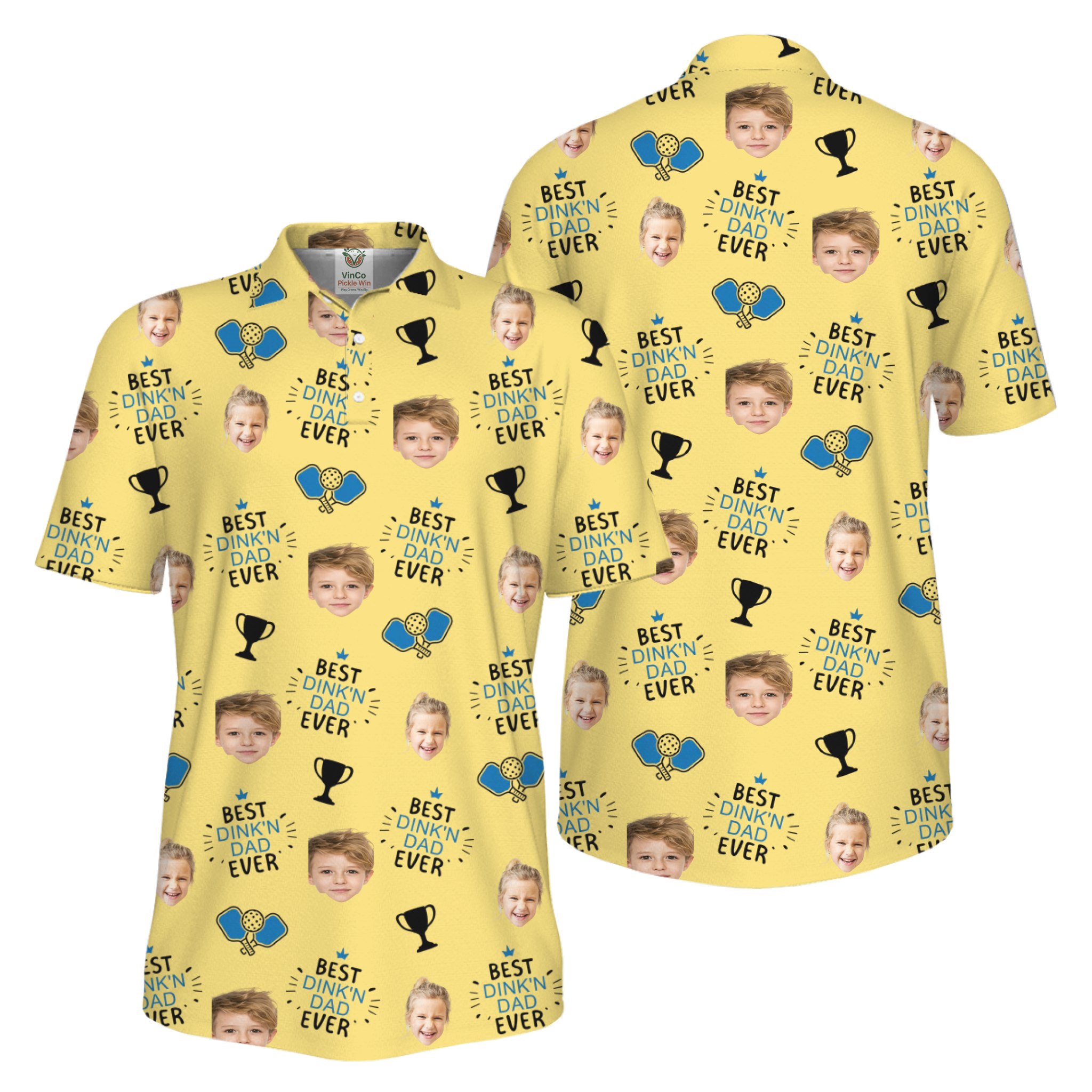 Picklewin Custom Faces Best Dink Dad Pickleball UV Protection Polo Shirt  11