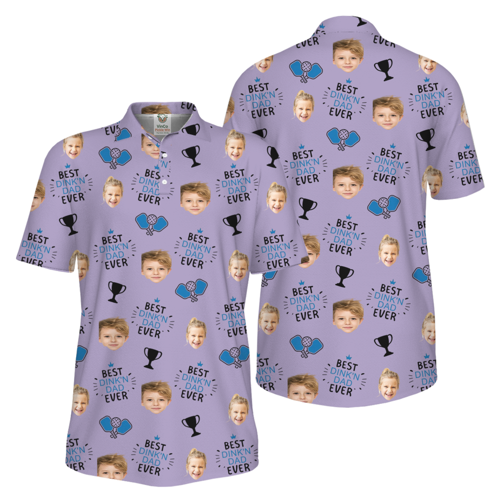 Picklewin Custom Faces Best Dink Dad Pickleball UV Protection Polo Shirt  12