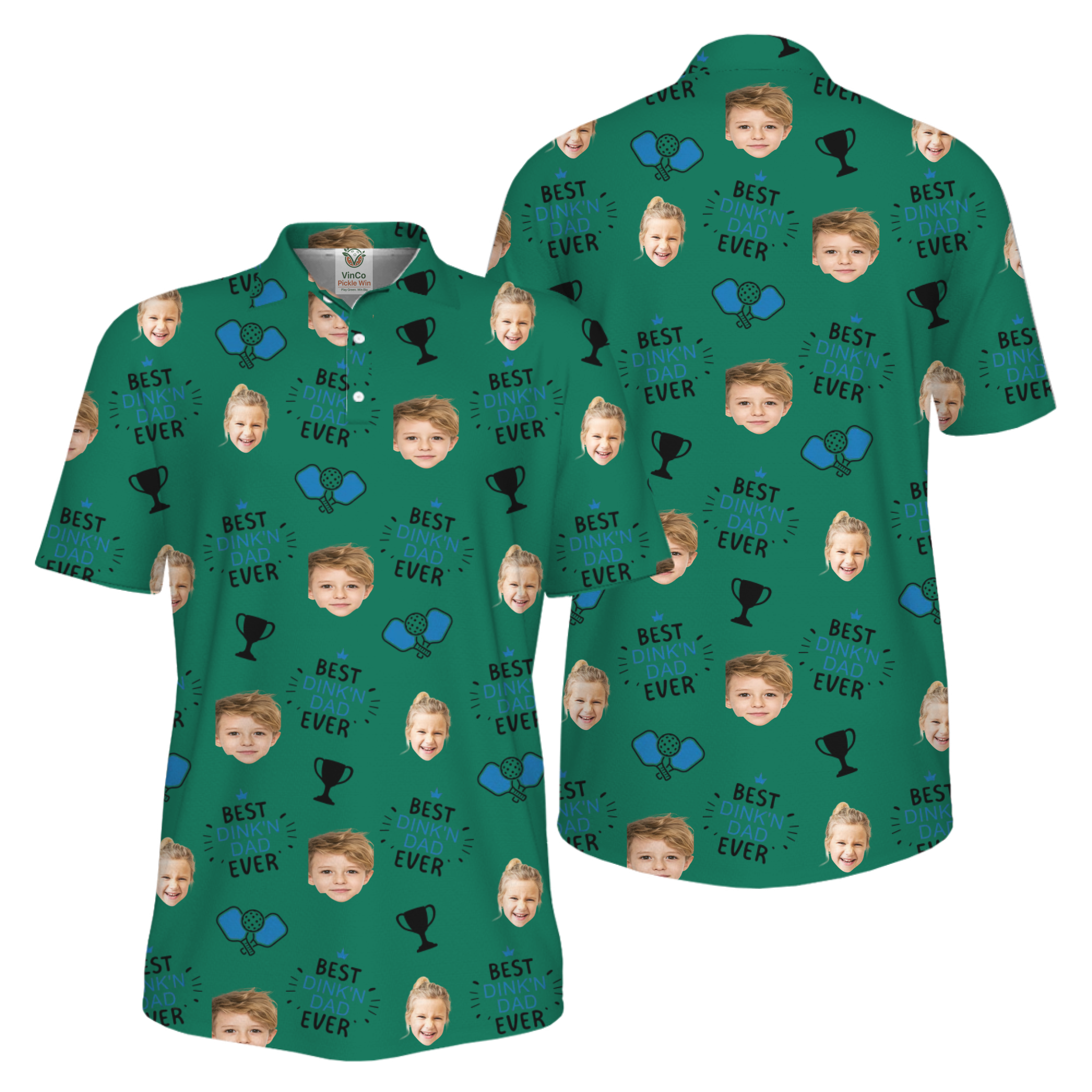 Picklewin Custom Faces Best Dink Dad Pickleball UV Protection Polo Shirt  13