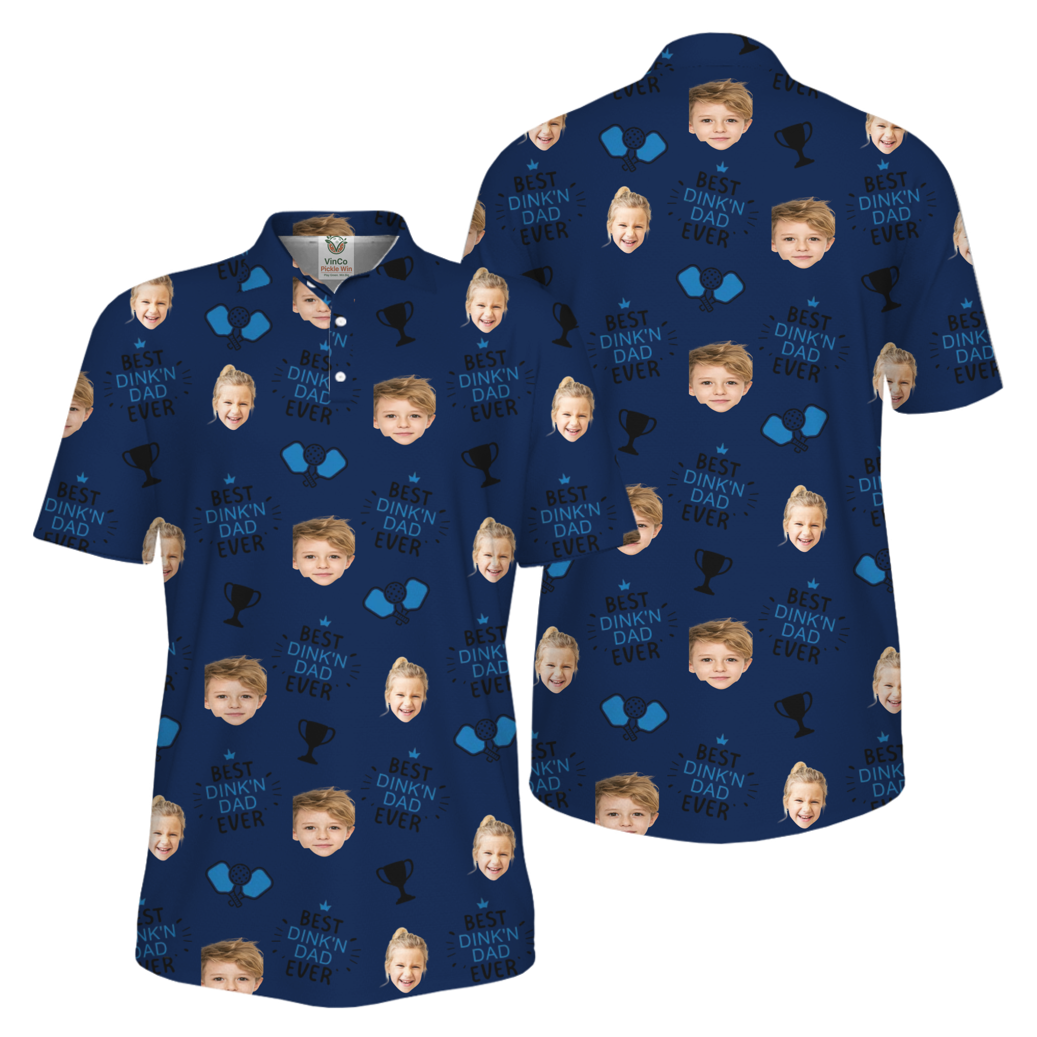 Picklewin Custom Faces Best Dink Dad Pickleball UV Protection Polo Shirt  15