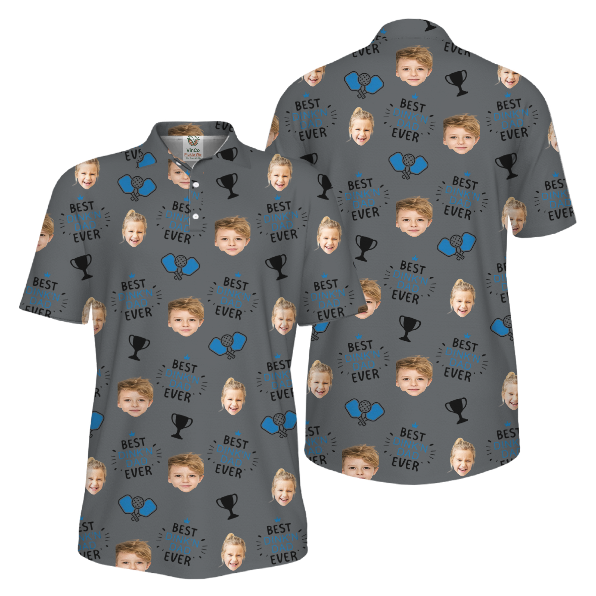 Picklewin Custom Faces Best Dink Dad Pickleball UV Protection Polo Shirt  16