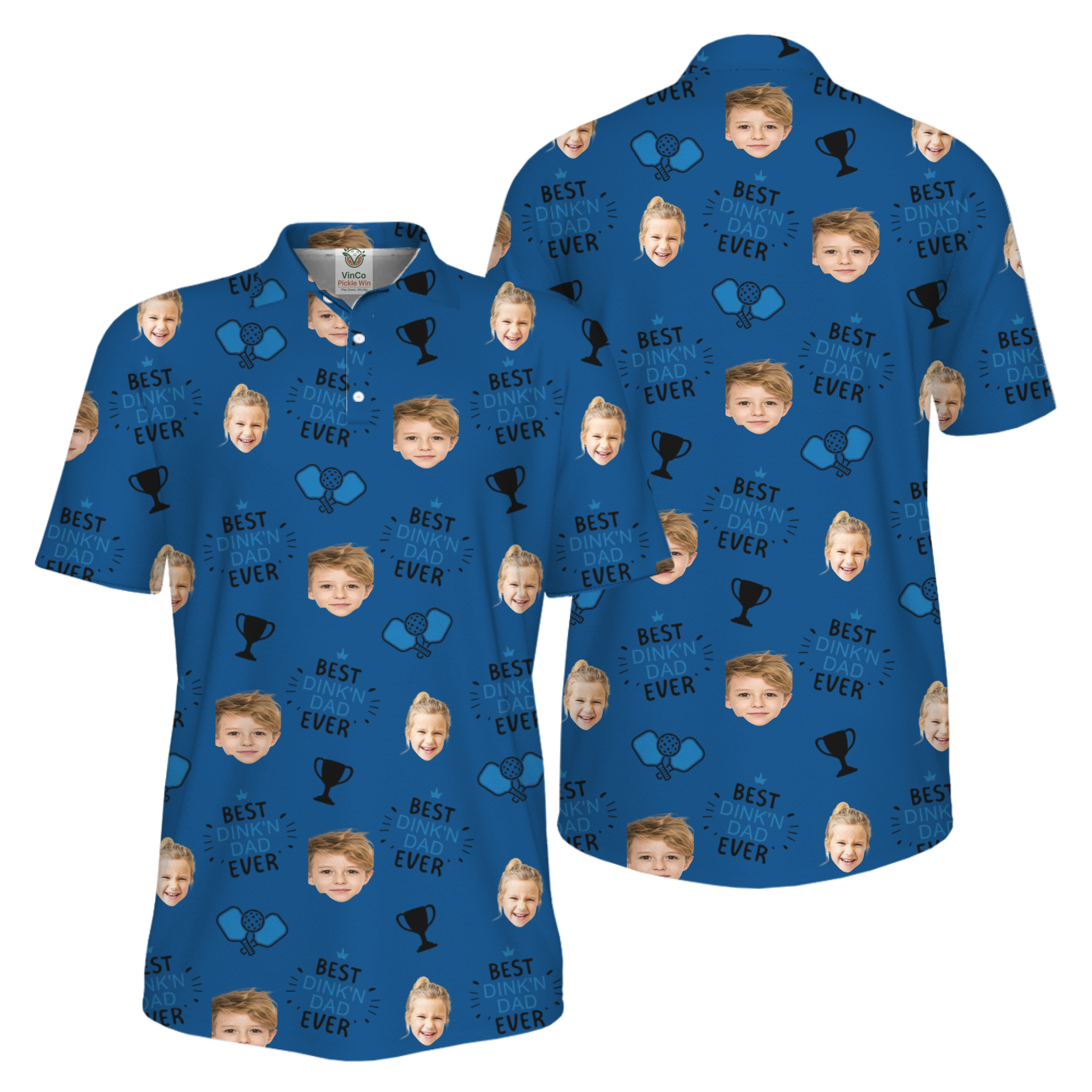 Picklewin Custom Faces Best Dink Dad Pickleball UV Protection Polo Shirt  17