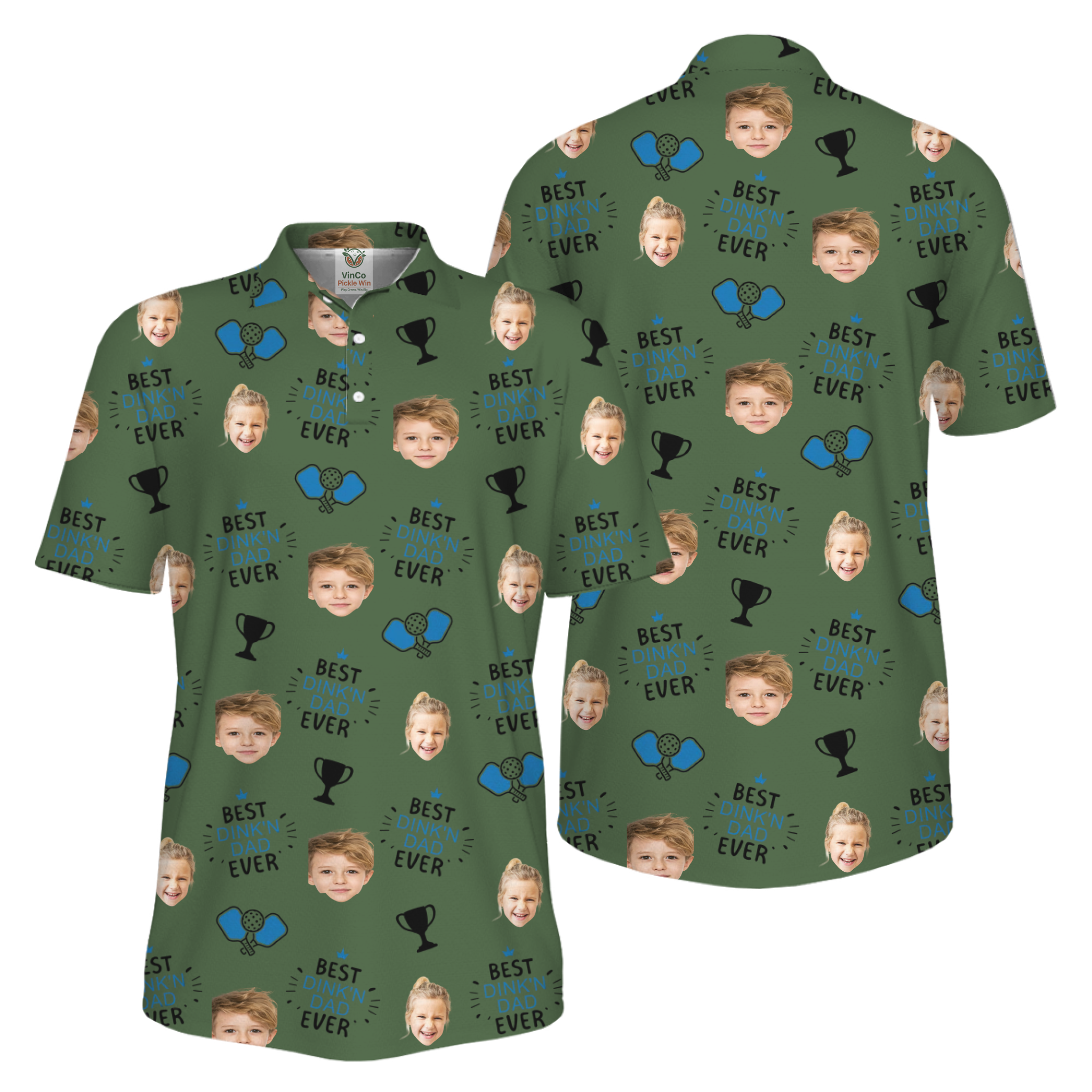 Picklewin Custom Faces Best Dink Dad Pickleball UV Protection Polo Shirt  4