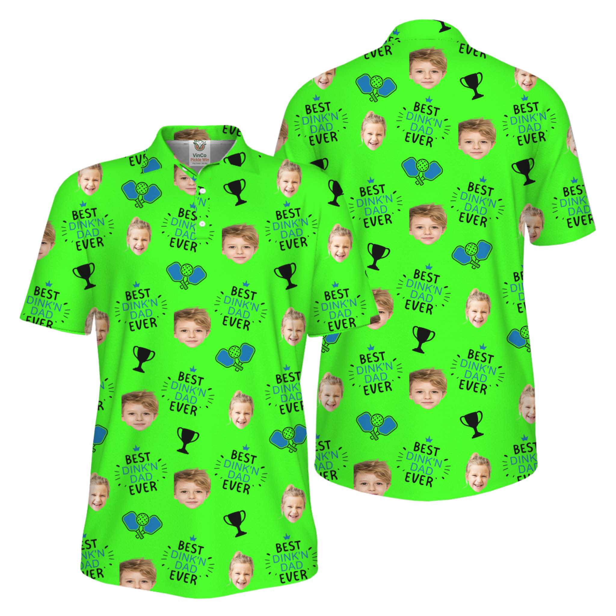 Picklewin Custom Faces Best Dink Dad Pickleball UV Protection Polo Shirt  5