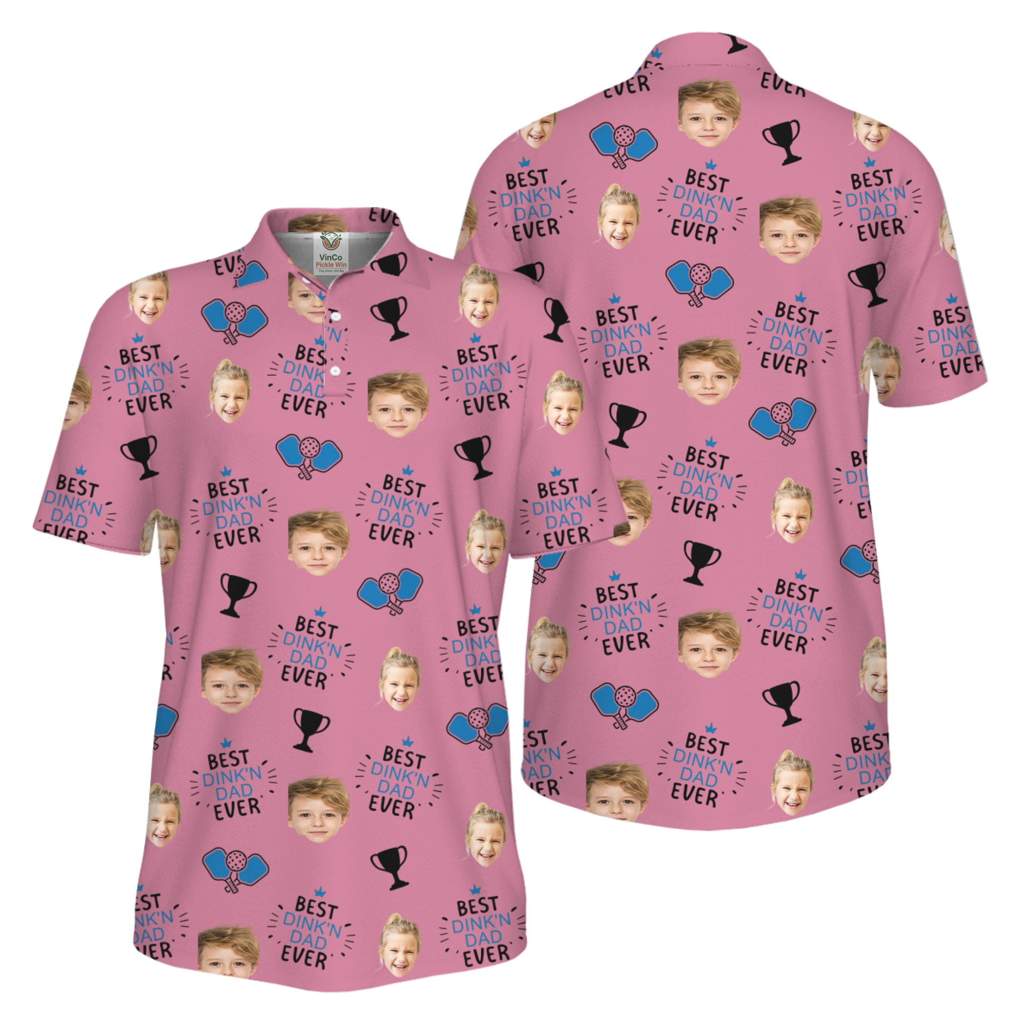 Picklewin Custom Faces Best Dink Dad Pickleball UV Protection Polo Shirt  6