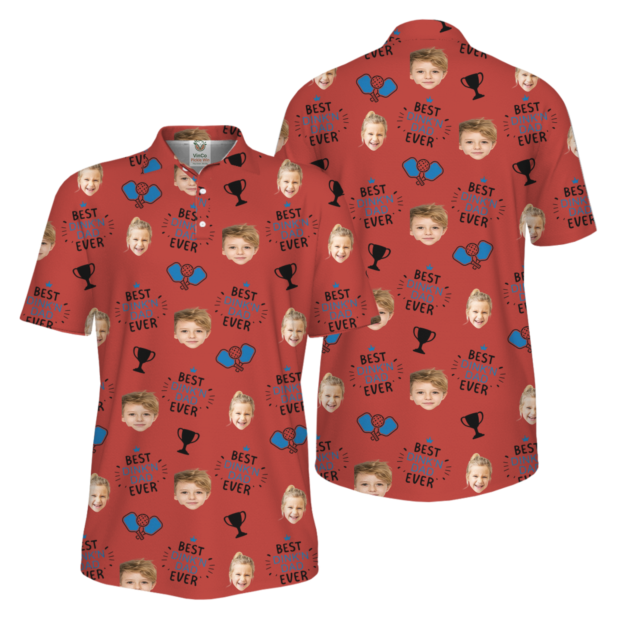 Picklewin Custom Faces Best Dink Dad Pickleball UV Protection Polo Shirt  7
