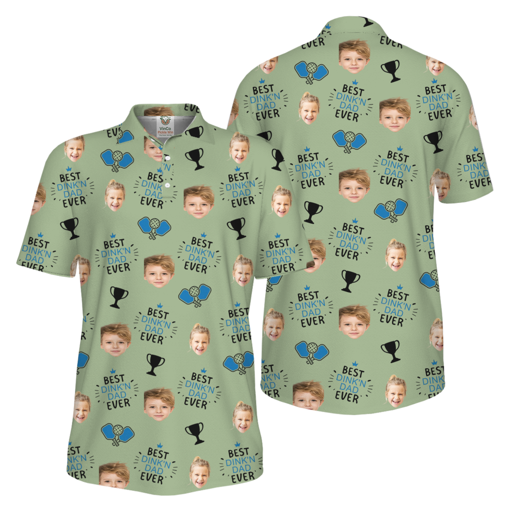 Picklewin Custom Faces Best Dink Dad Pickleball UV Protection Polo Shirt  2
