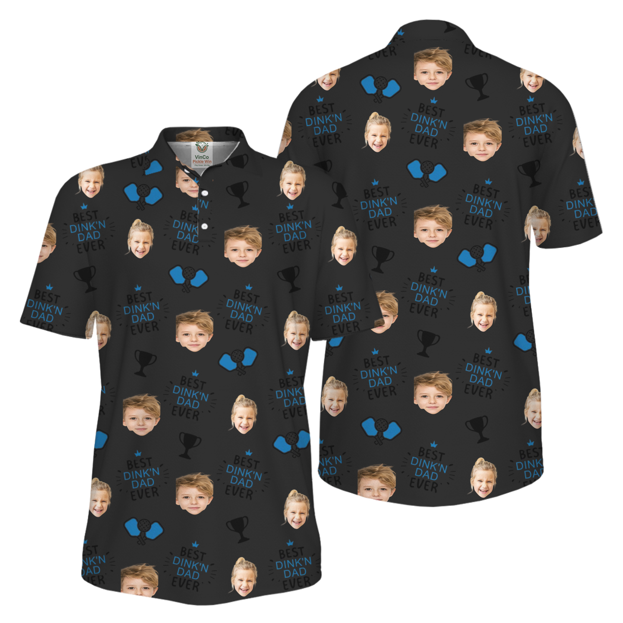 Picklewin Custom Faces Best Dink Dad Pickleball UV Protection Polo Shirt  8