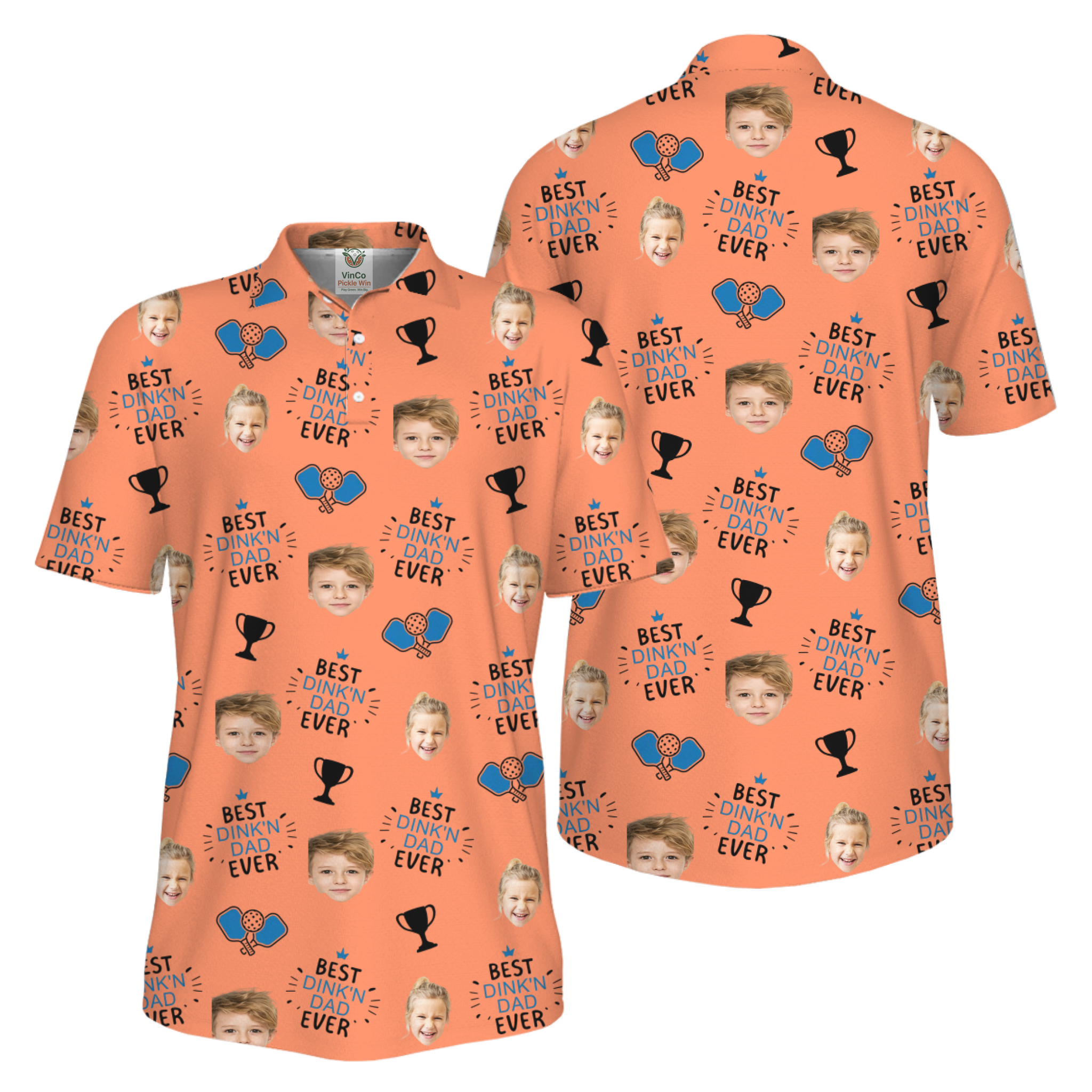 Picklewin Custom Faces Best Dink Dad Pickleball UV Protection Polo Shirt  9