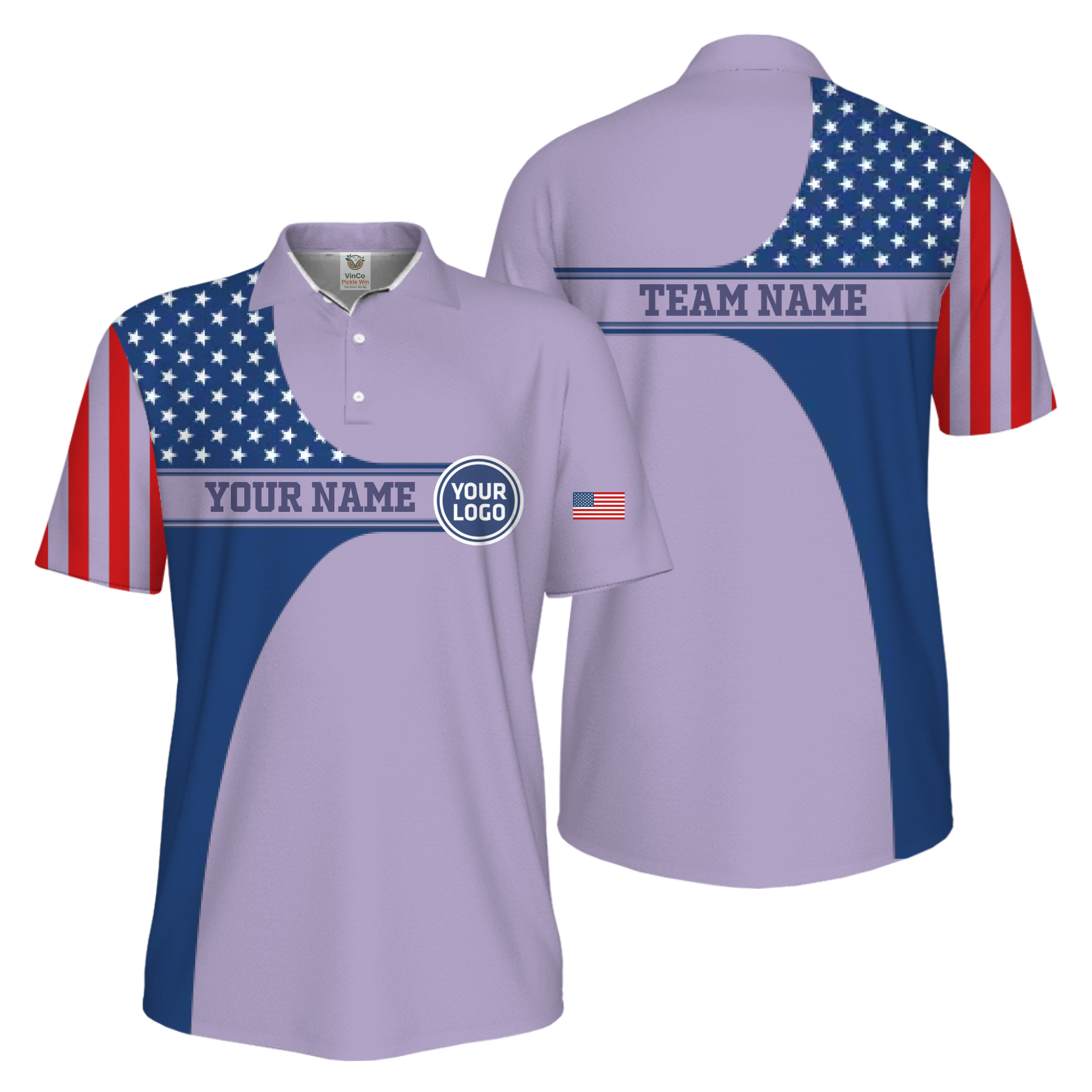 Picklewin Custom Logo 250 Anniversary US Flag UV Protection Men Polo Shirt 6