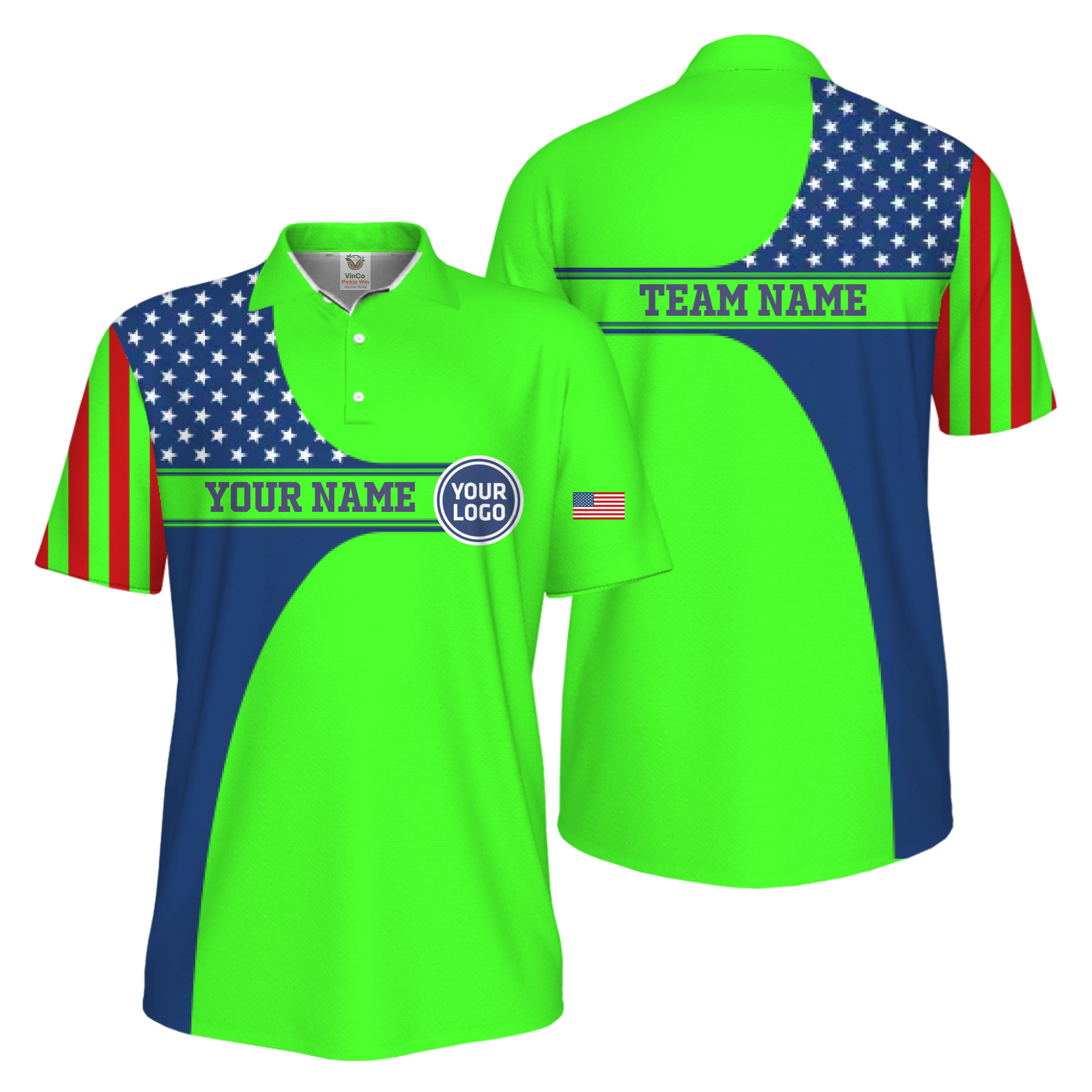 Picklewin Custom Logo 250 Anniversary US Flag UV Protection Men Polo Shirt 9
