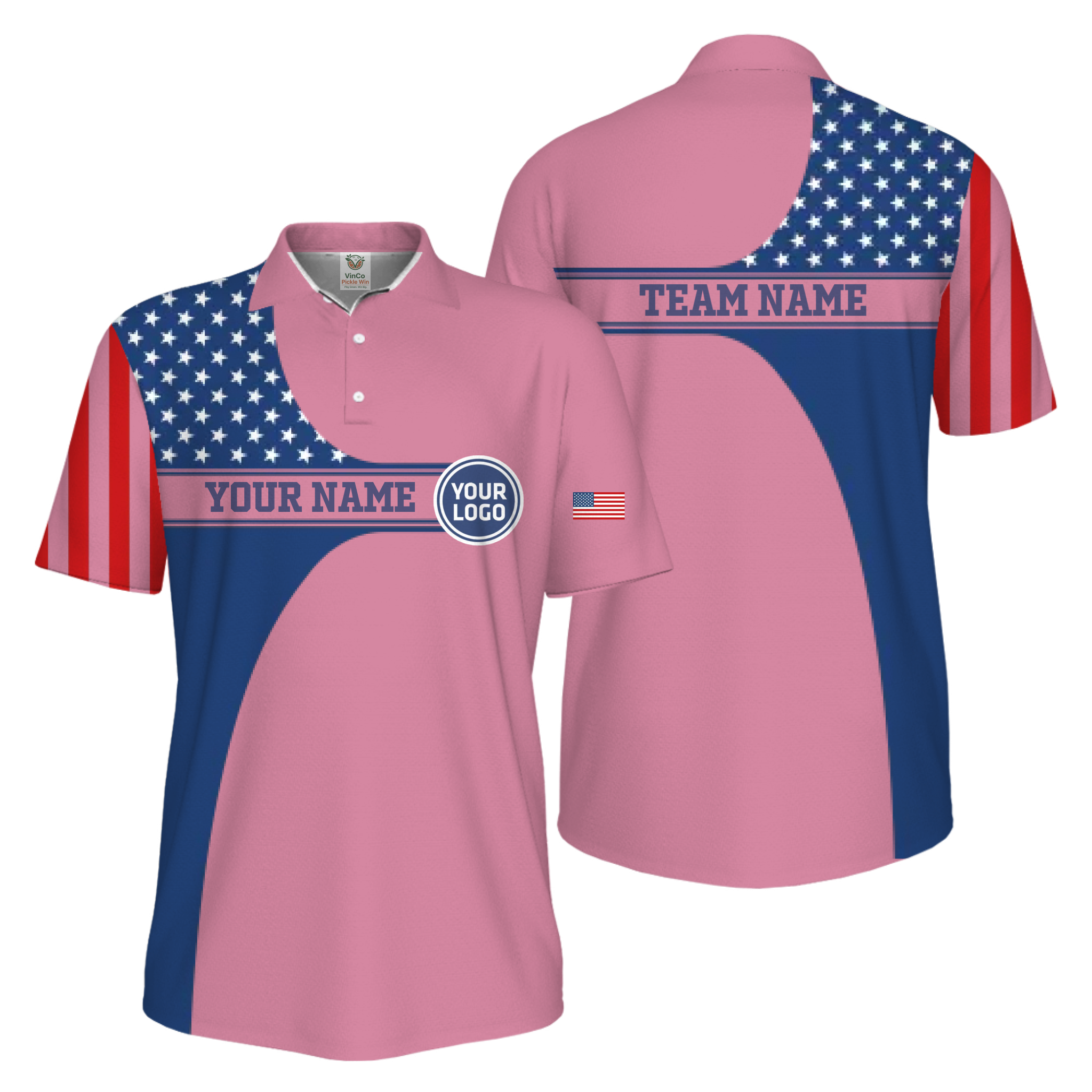 Picklewin Custom Logo 250 Anniversary US Flag UV Protection Men Polo Shirt 11