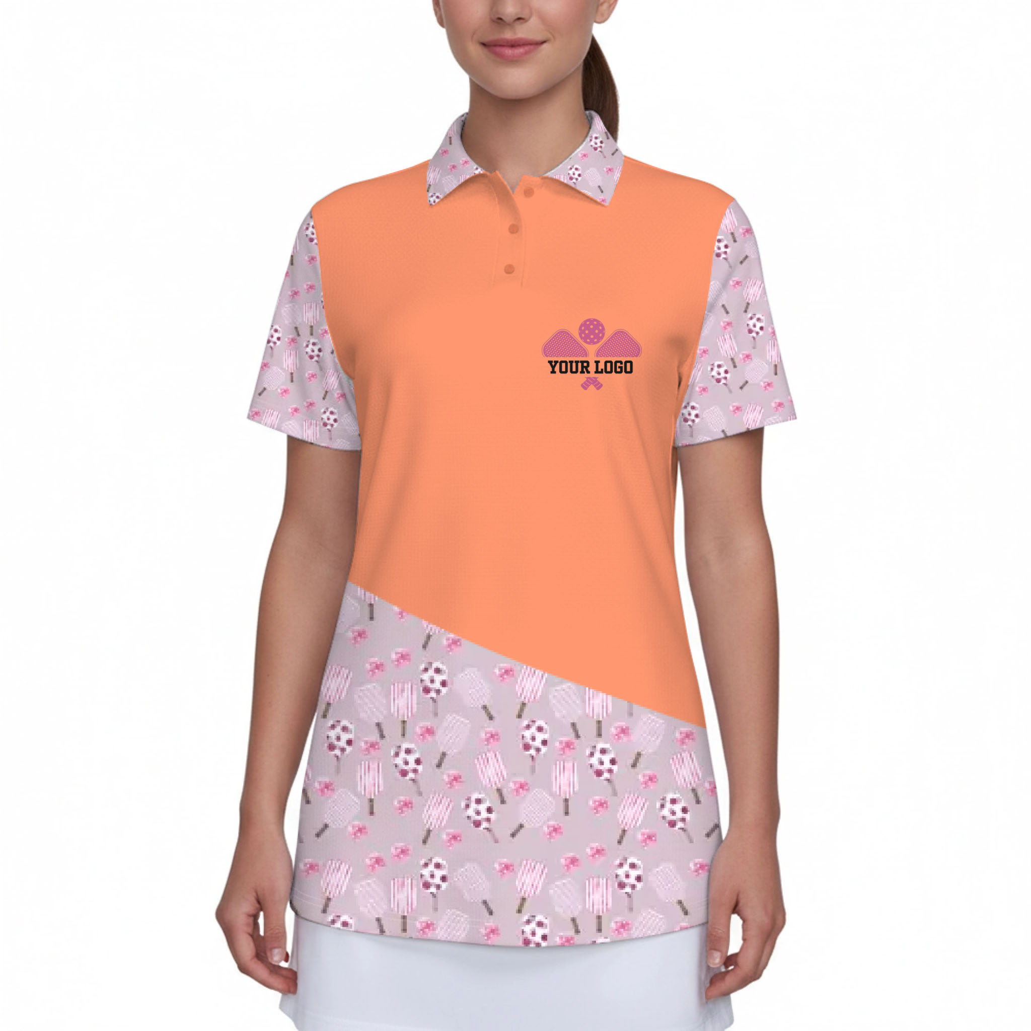 Picklewin Custom Logo And Team Pink Women's UV Protect Polo Shirt 13