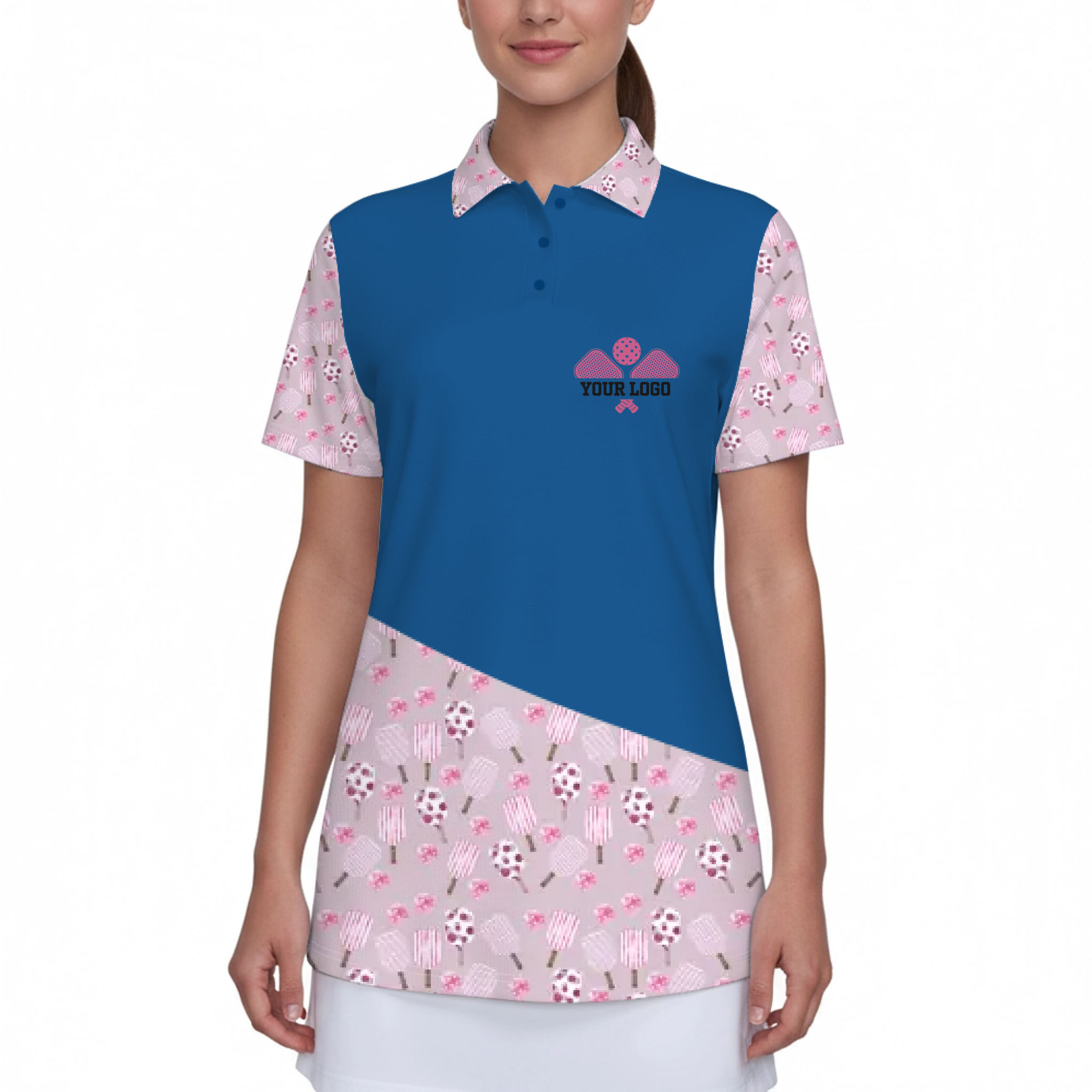 Picklewin Custom Logo And Team Pink Women's UV Protect Polo Shirt 4
