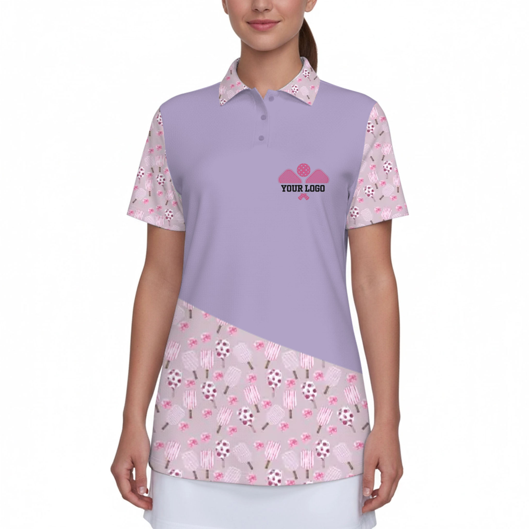 Picklewin Custom Logo And Team Pink Women's UV Protect Polo Shirt 9