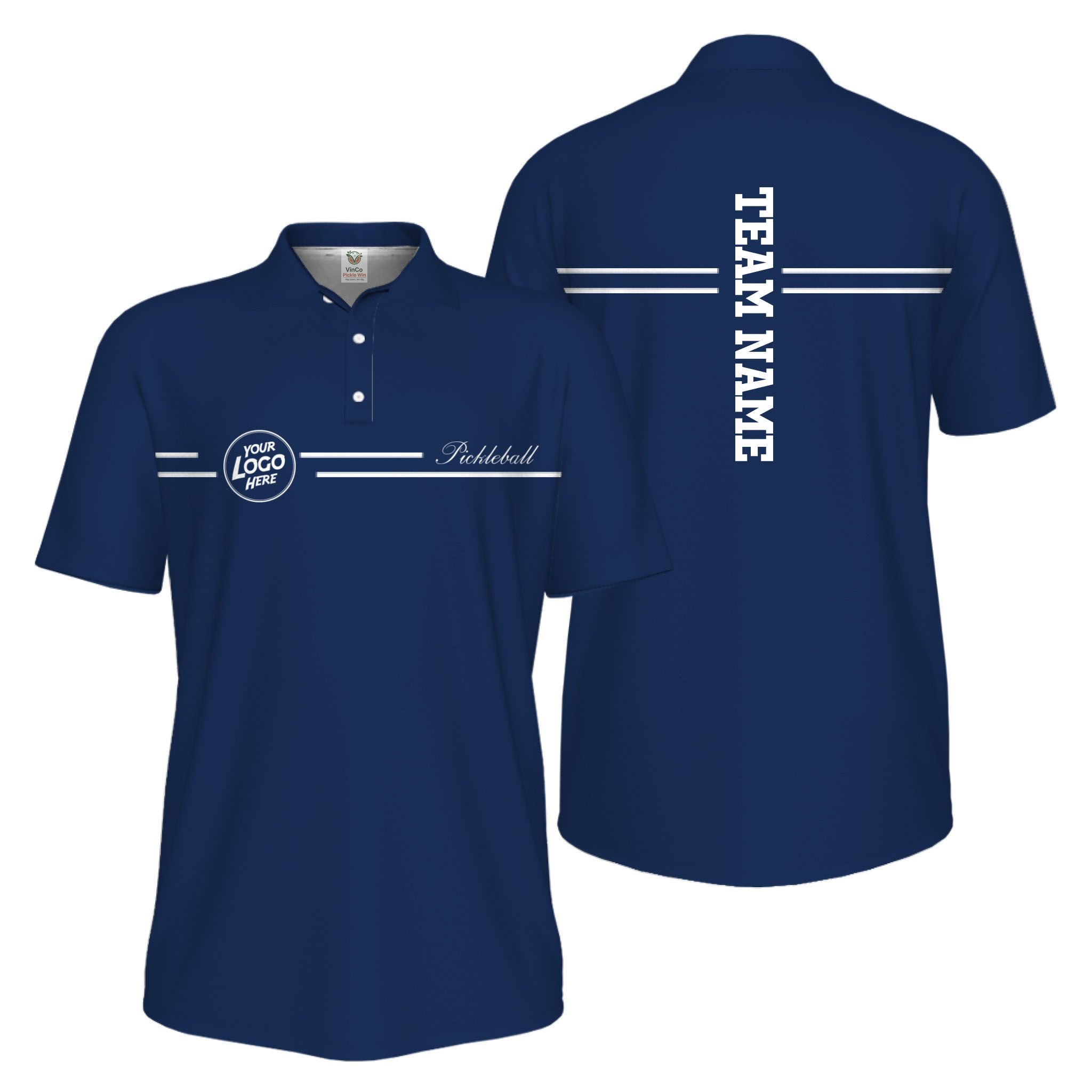 Picklewin Custom Logo And Vertical Name Men Sport Polo Shirt Live Preview  2