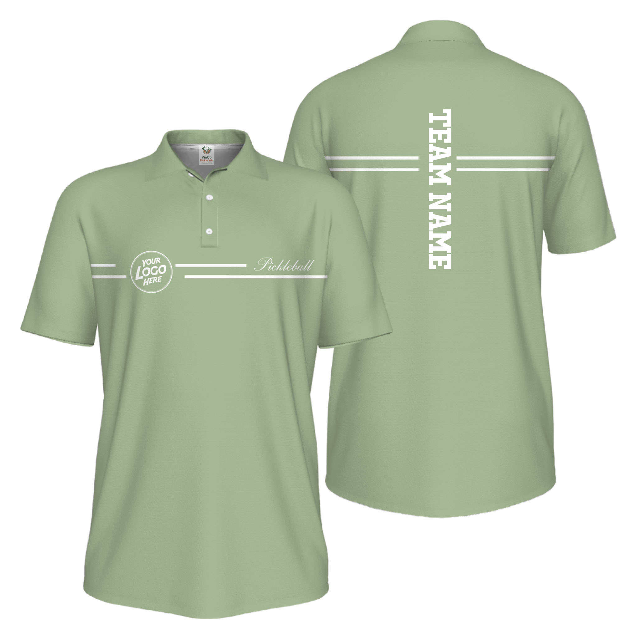 Picklewin Custom Logo And Vertical Name Men Sport Polo Shirt Live Preview  8