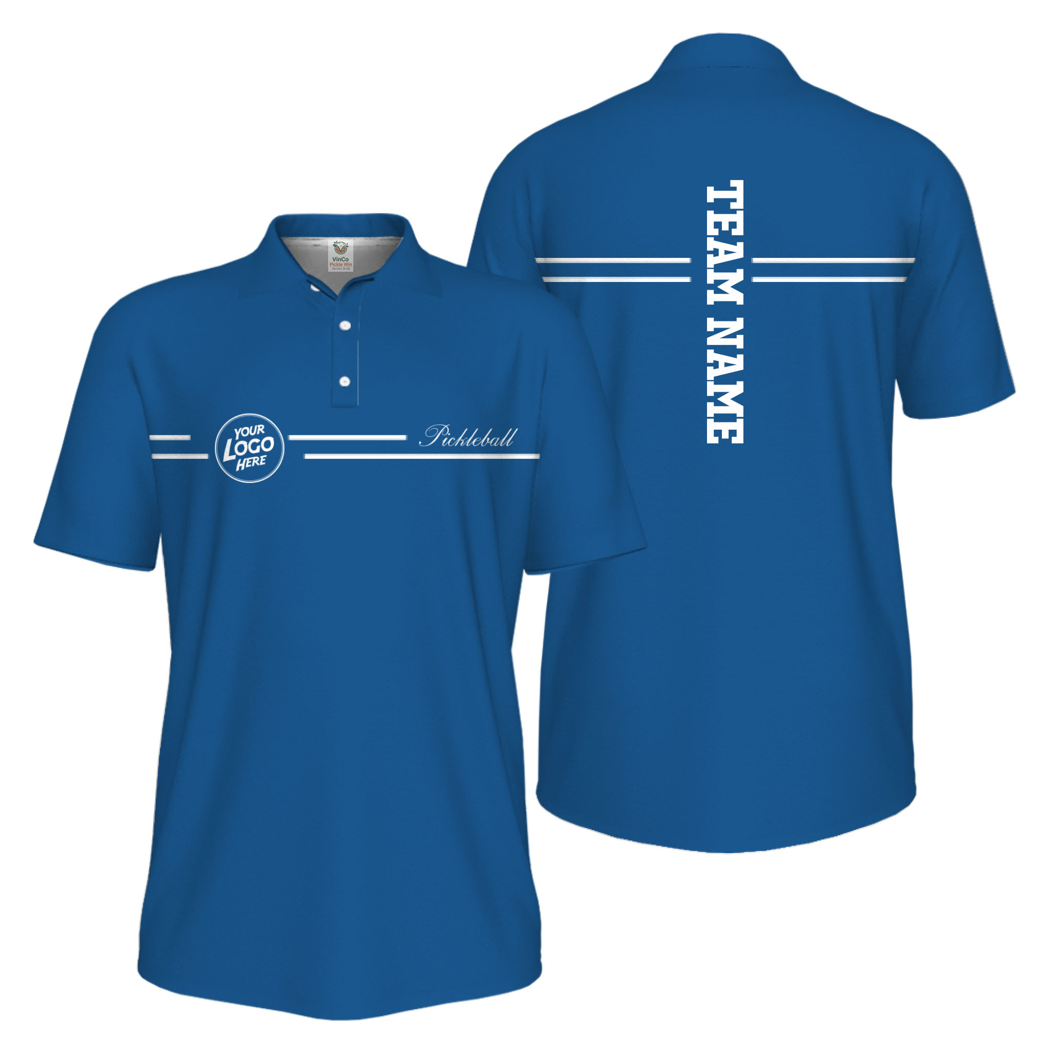 Picklewin Custom Logo And Vertical Name Men Sport Polo Shirt Live Preview  3