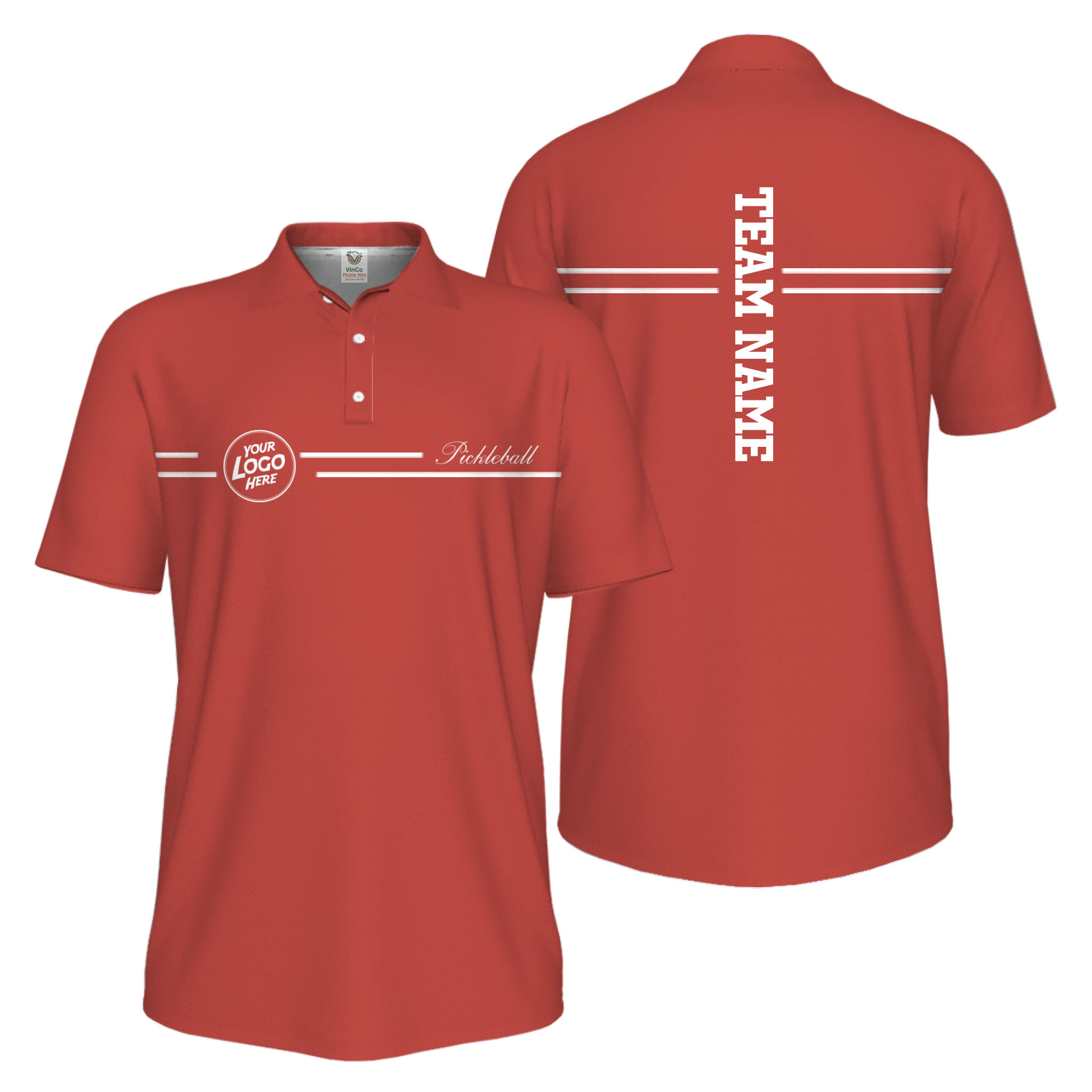 Picklewin Custom Logo And Vertical Name Men Sport Polo Shirt Live Preview  7